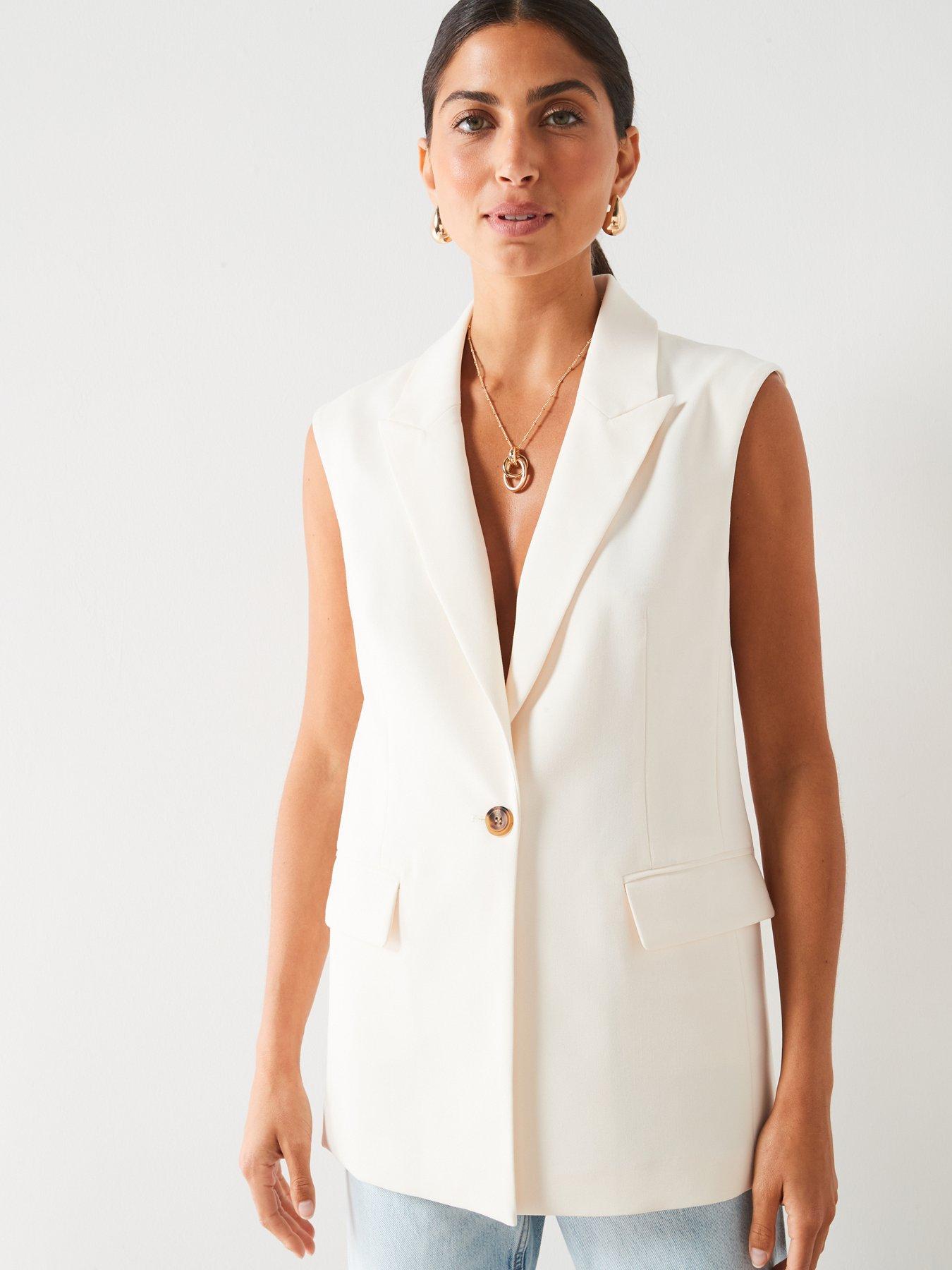 Image 5 of 6 of V by Very Sleeveless Longline Waistcoat - Cream