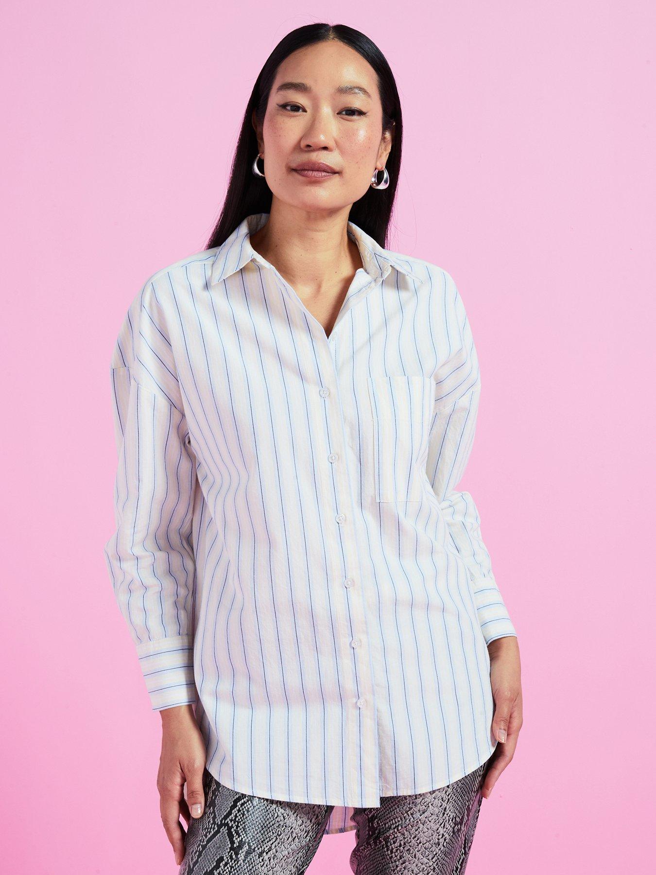 undefined Oversized Stripe Cotton Shirt - Light Yellow
