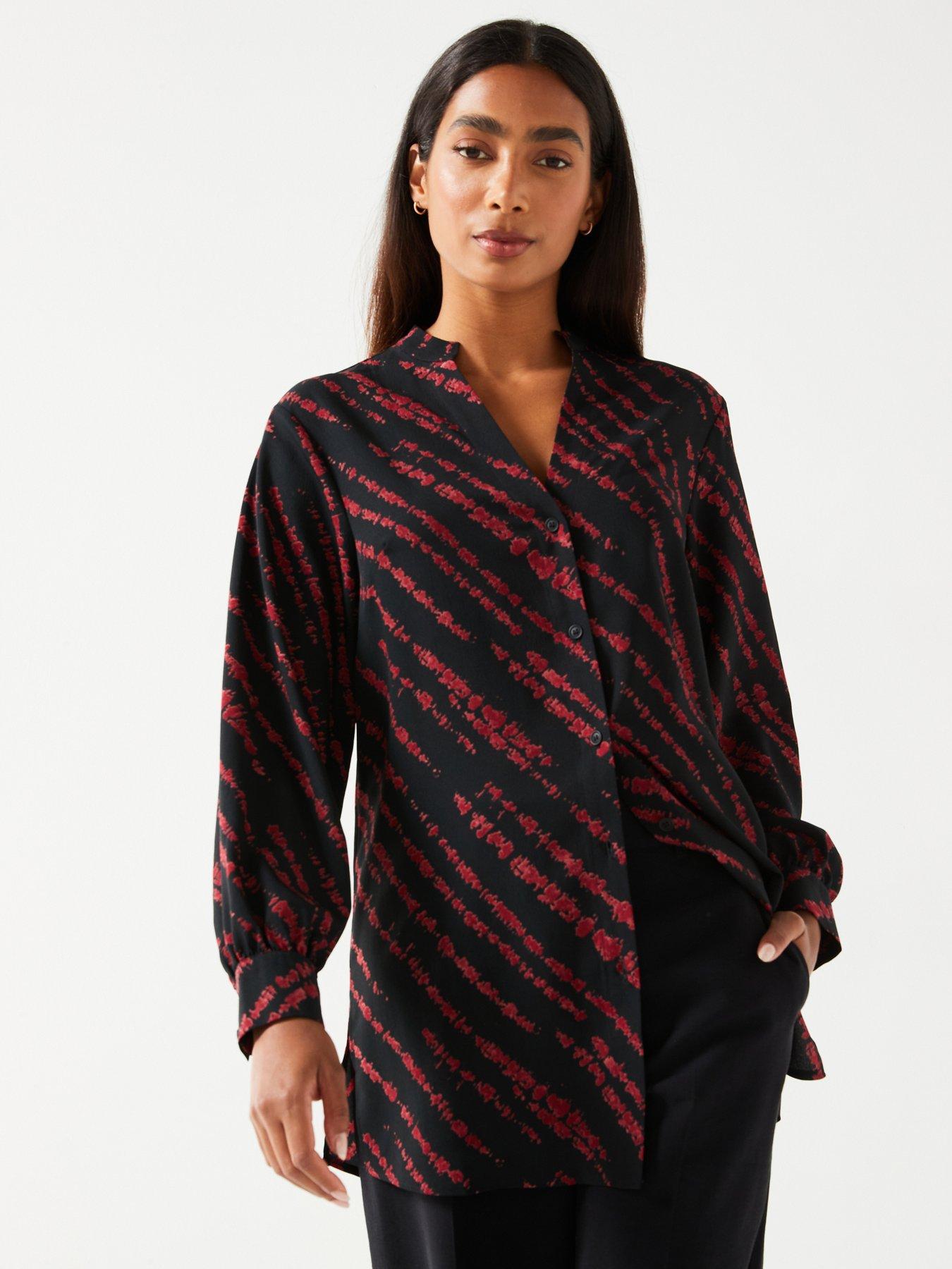 Everyday longline printed shirt black rust print black rust print