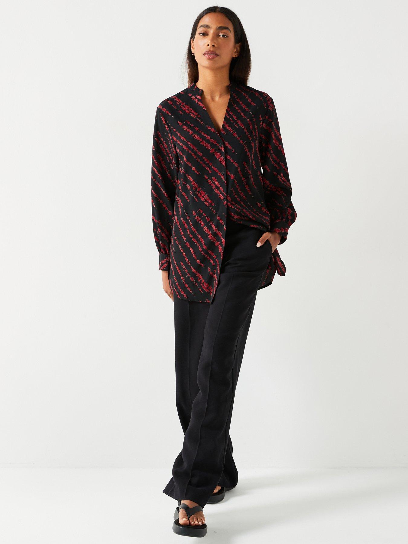 Everyday Longline Printed Shirt - Black/Rust Print - Black/Rust Print ...