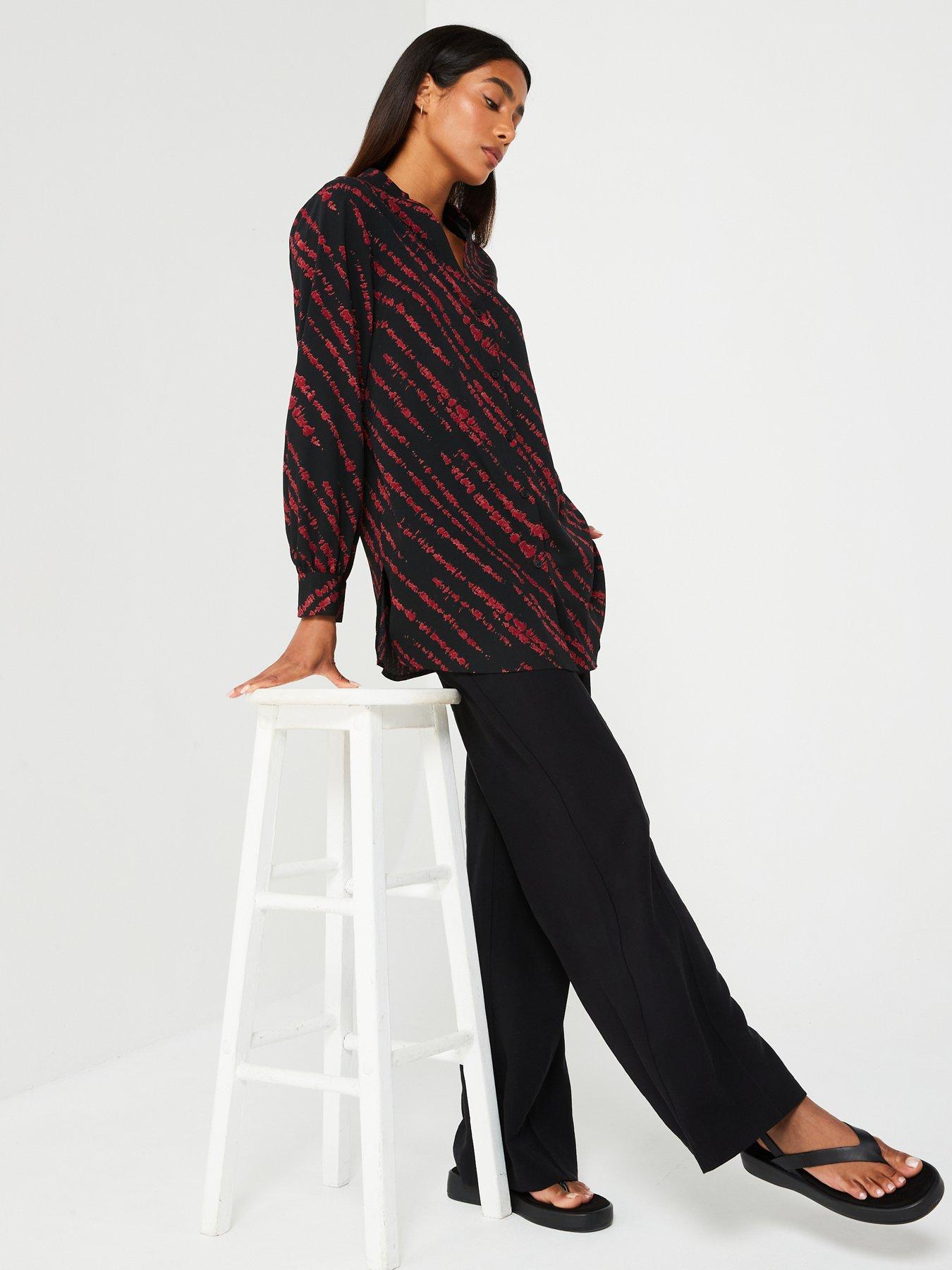 Everyday Longline Printed Shirt - Black/Rust Print - Black/Rust Print ...