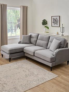 Product photograph of Very Home Victoria Left Hand Fabric 3 Seater Chaise Sofa - Grey - Fsc Reg Certified from very.co.uk