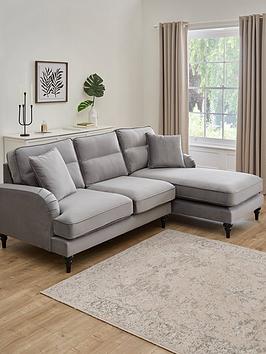 Product photograph of Very Home Victoria Right Hand Fabric 3 Seater Chaise Sofa - Grey - Fsc Reg Certified from very.co.uk