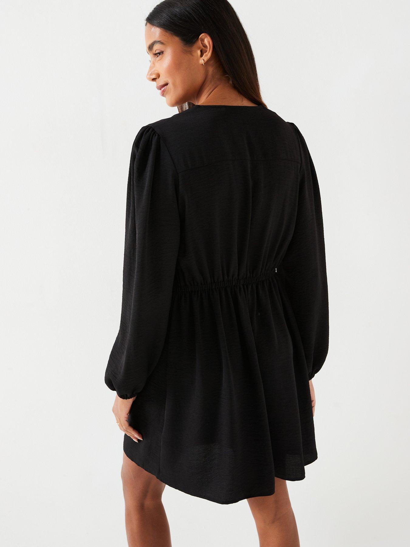 Black button up mini dress best sale