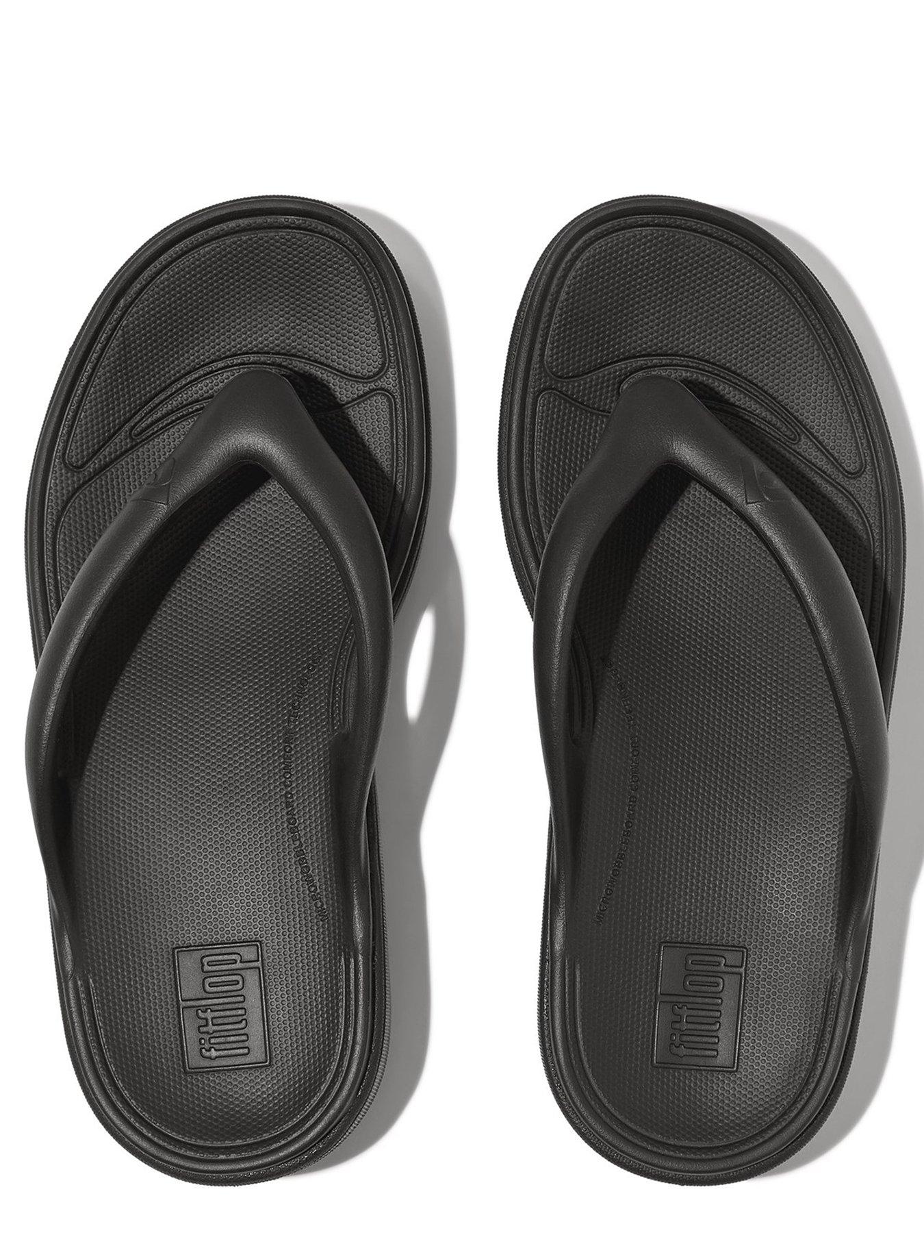 FitFlop Relief Recovery Micro Wobbleboard Toe Post Sandals Black Very