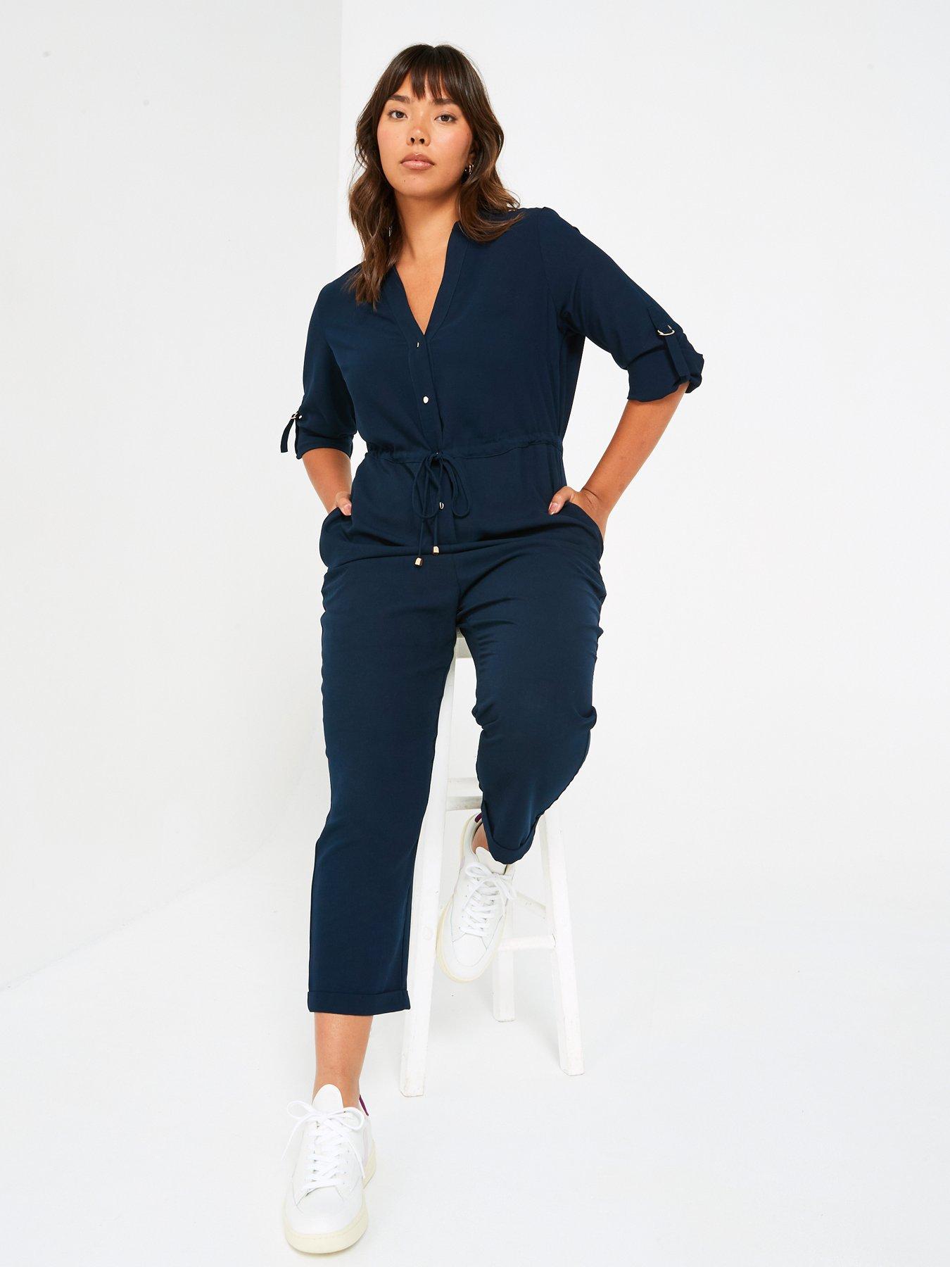 Utility Style Tapered Leg Jumpsuit Navy