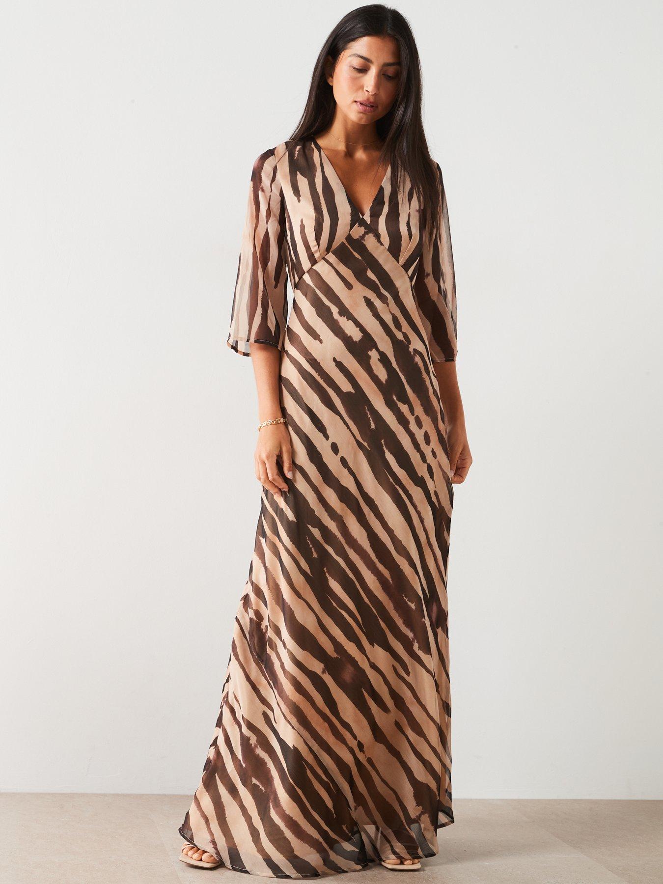 Image 6 of 6 of V by Very Printed Georgette Maxi Dress - Animal Print