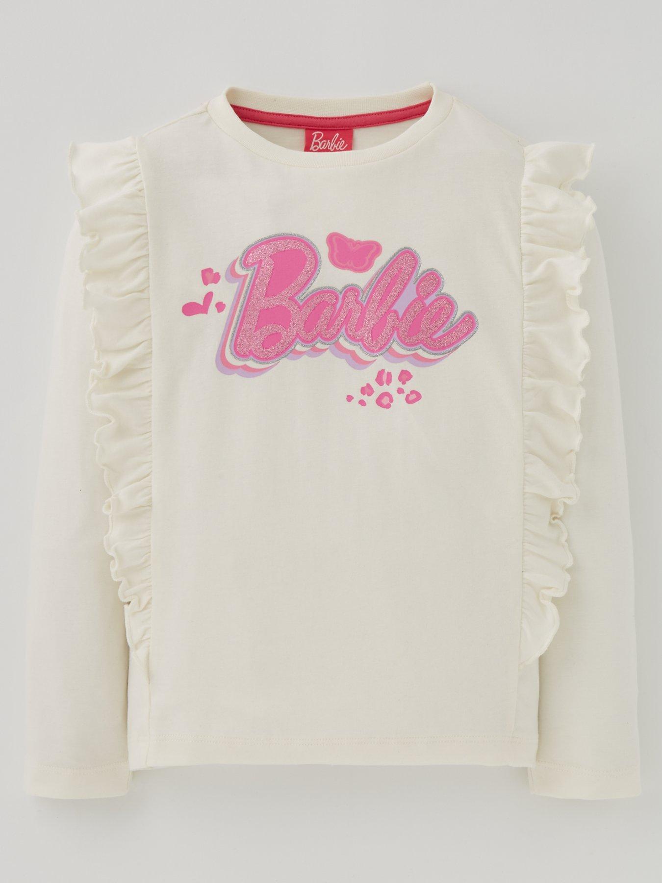 Barbie Frill Long Sleeve T shirt Off White Very
