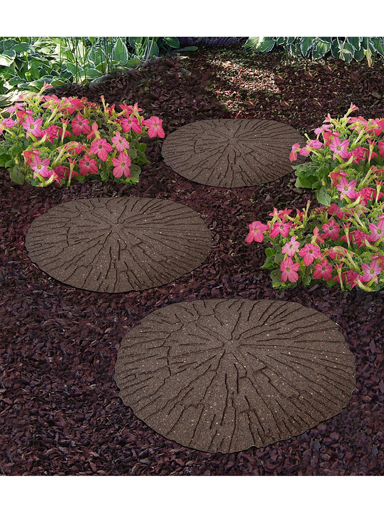 Product photograph of Primeur Cracked Log Stepping Stone 4 Pack- Earth from very.co.uk