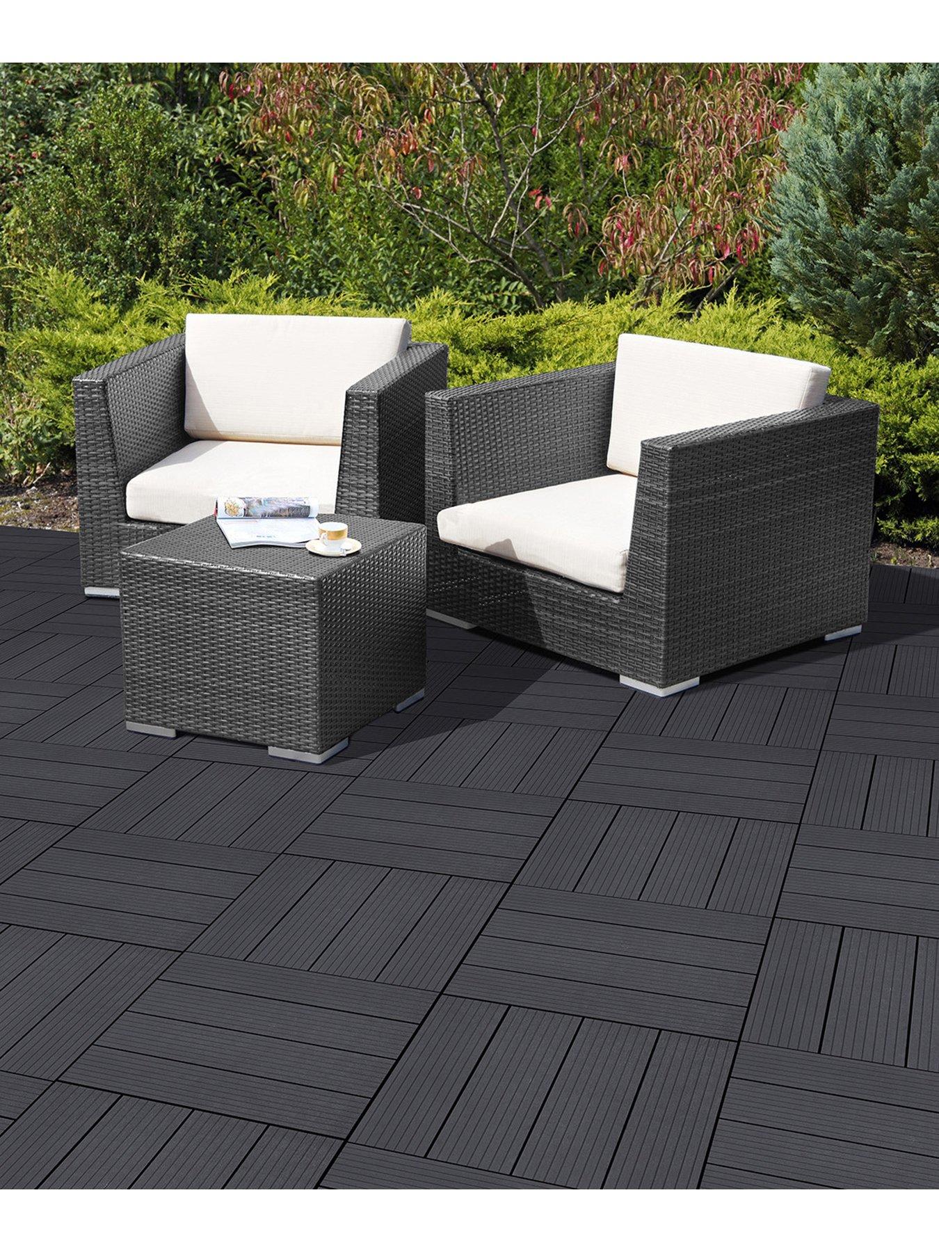 Product photograph of Primeur Deck Tile 45cm - Cosmopolitan 4 Pack- Graphite from very.co.uk