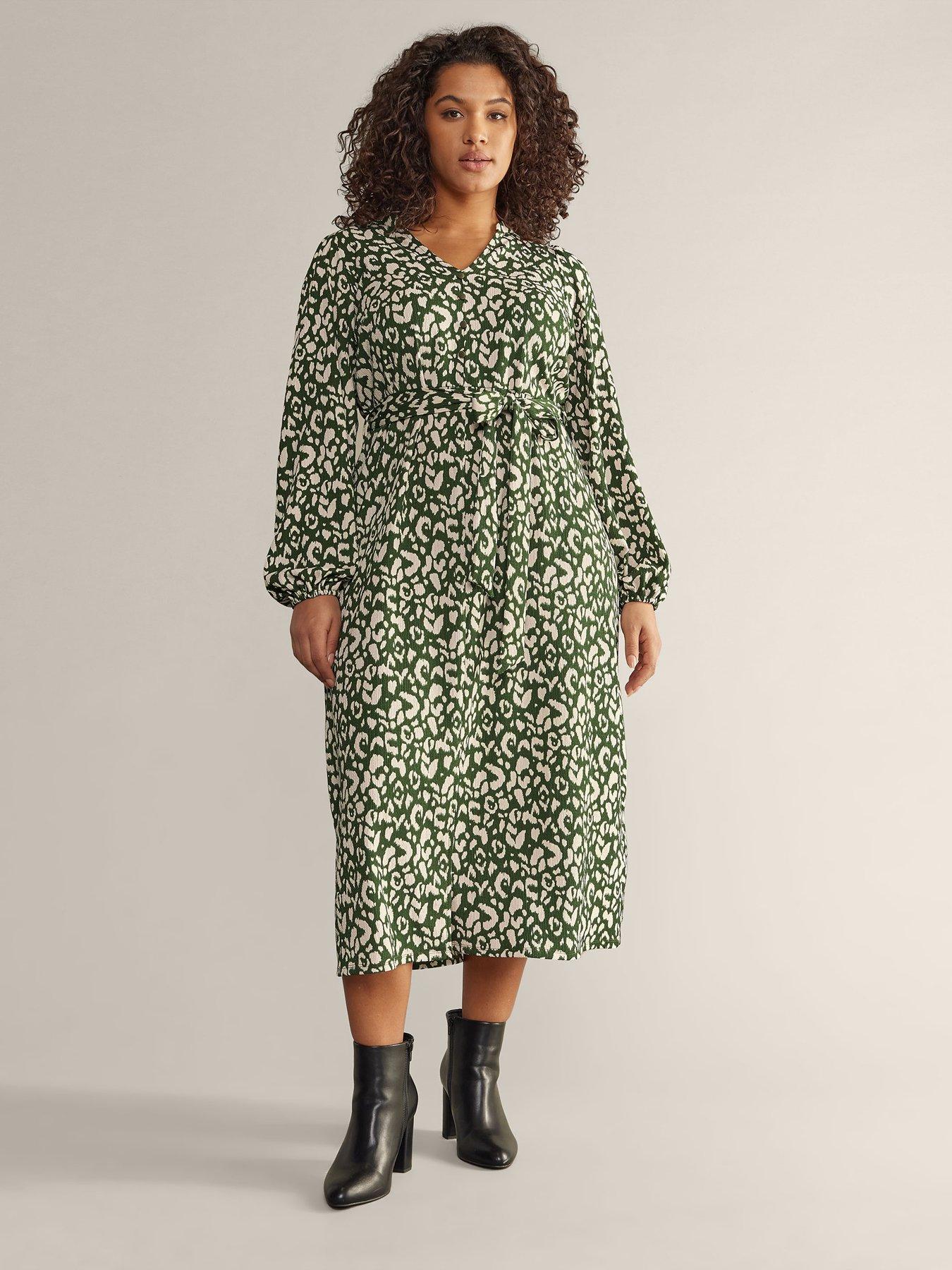 Green Puff Sleeve Frill Midaxi Dress