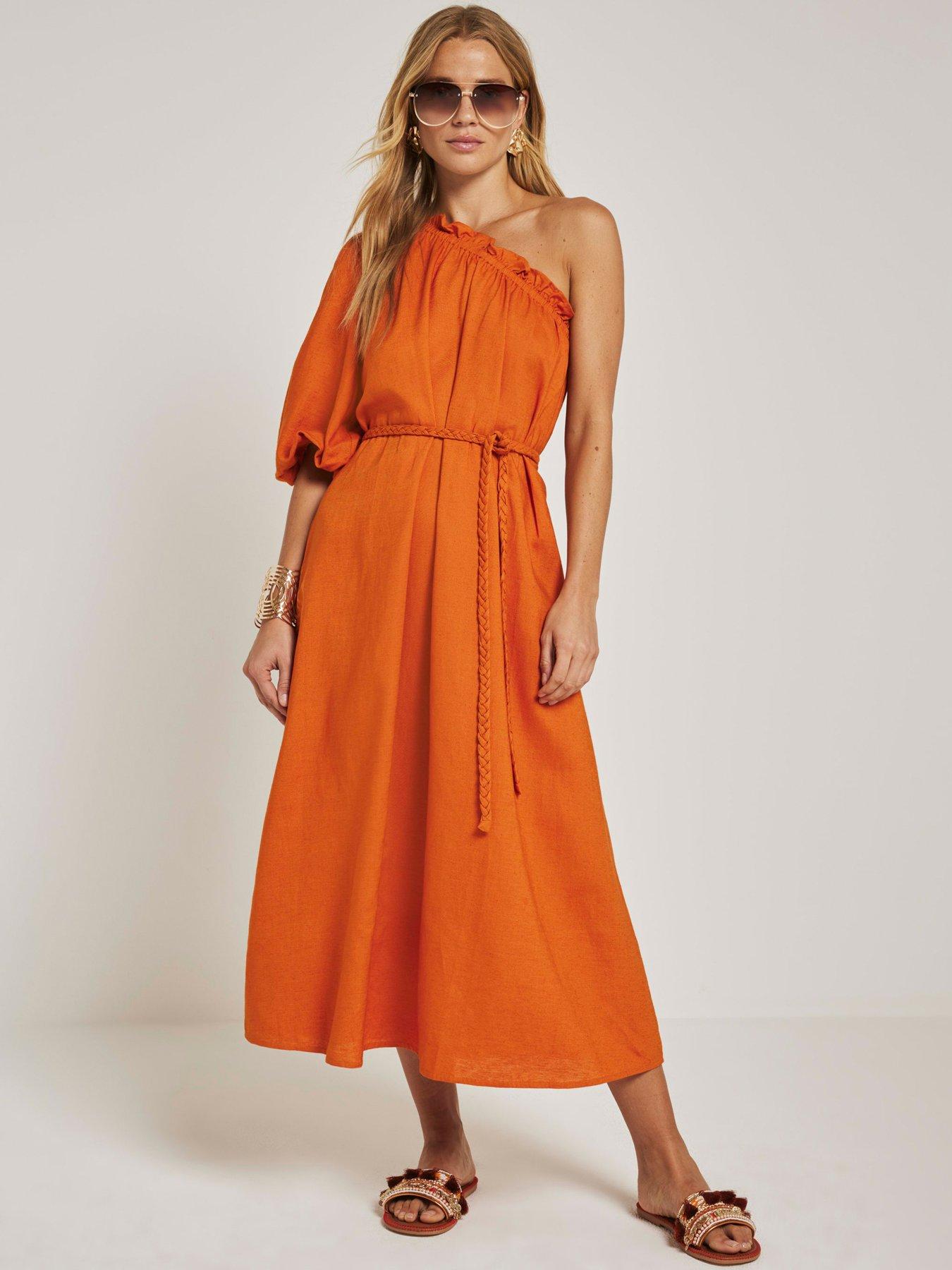 Orange dress river island shop
