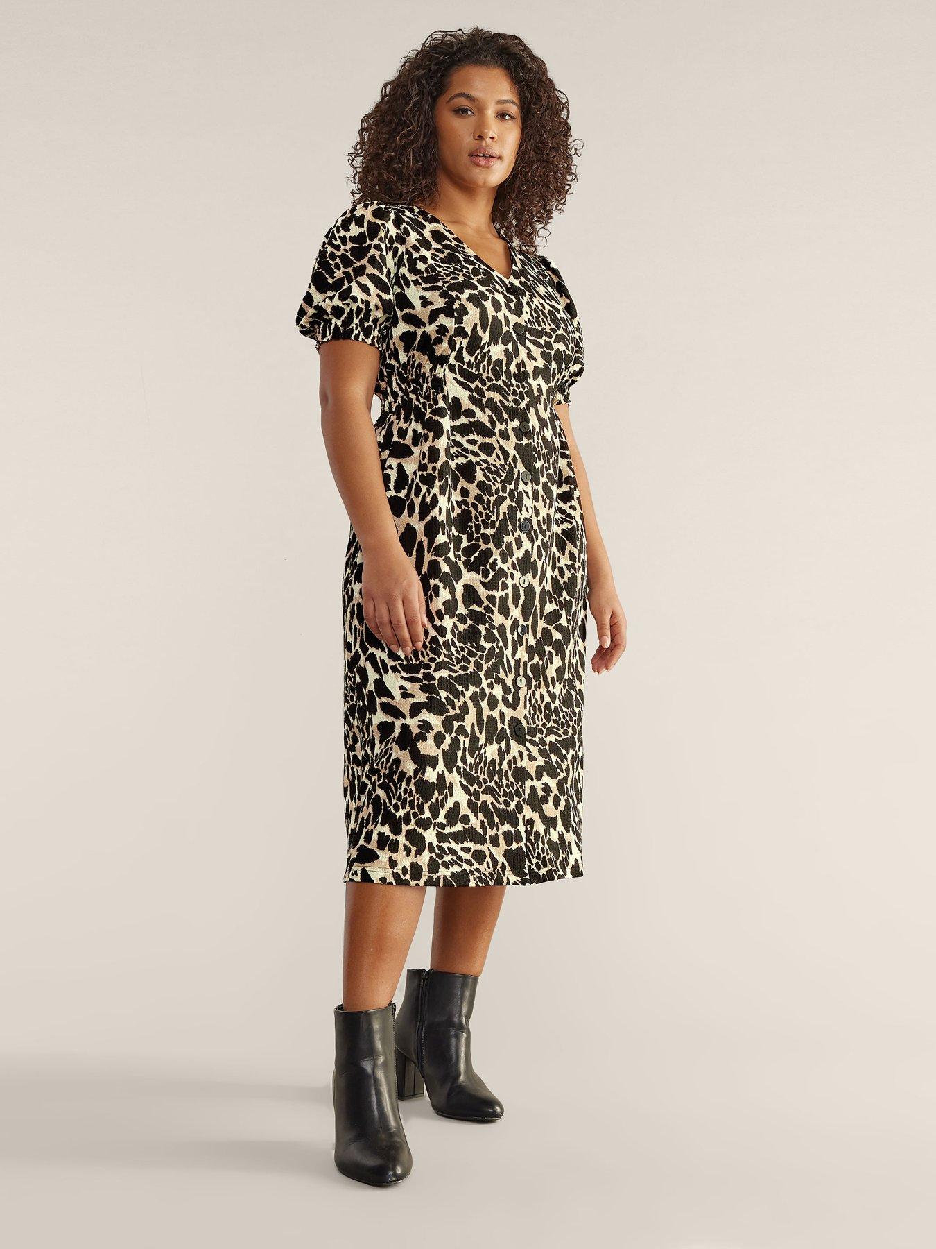 Leopard print hotsell button through dress