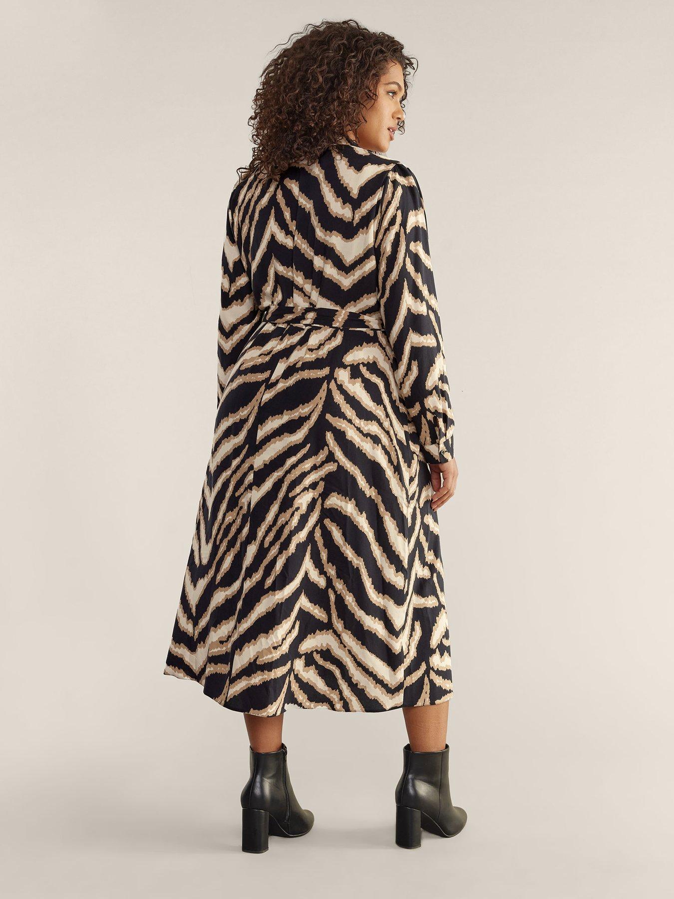 Image 2 of 4 of Evans Animal Print Utility Dress - Black