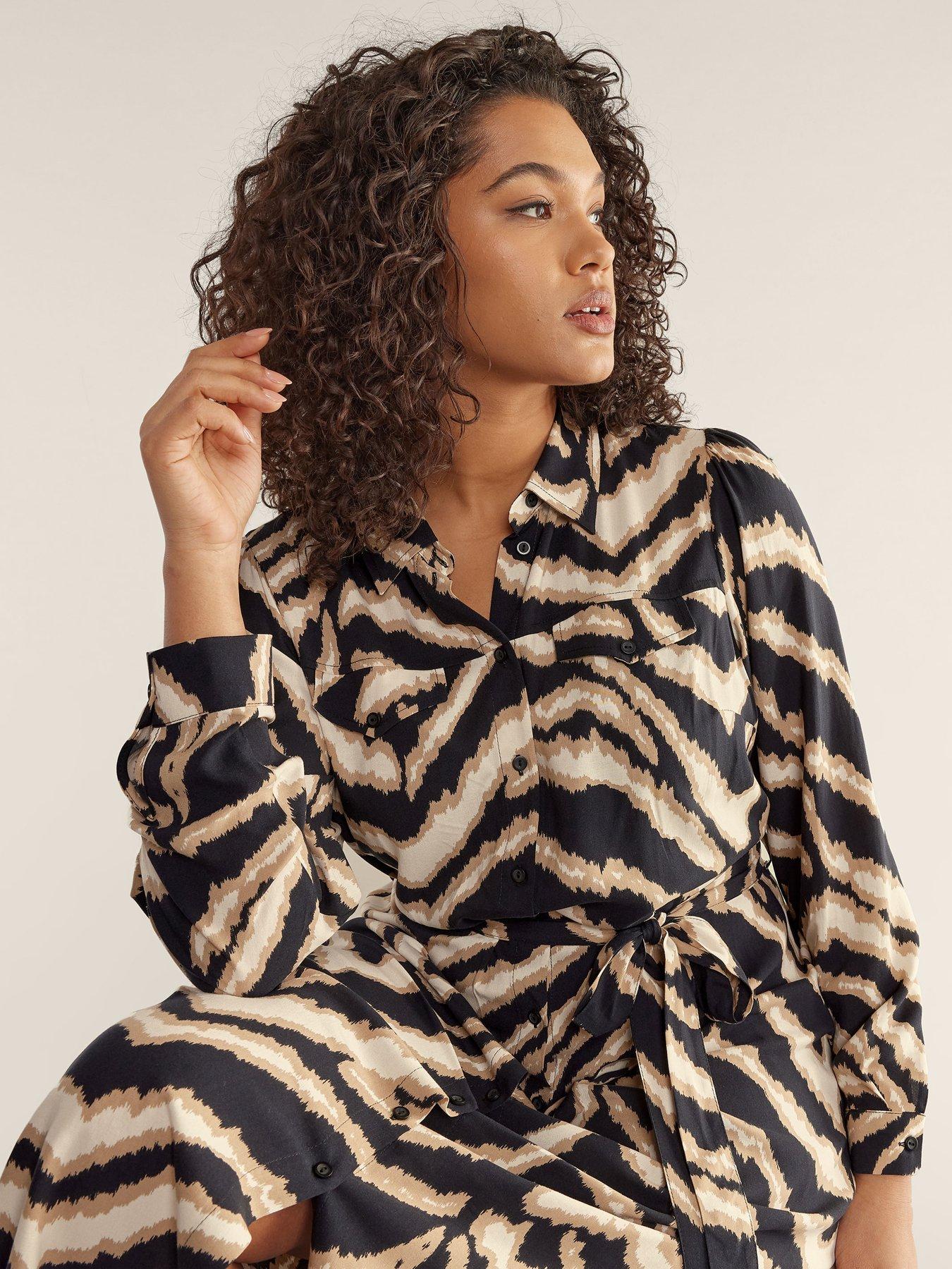 Image 4 of 4 of Evans Animal Print Utility Dress - Black