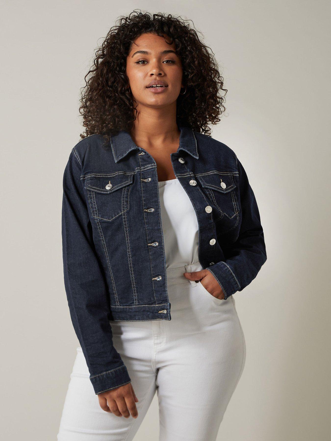 Plus size stretch denim jacket best sale