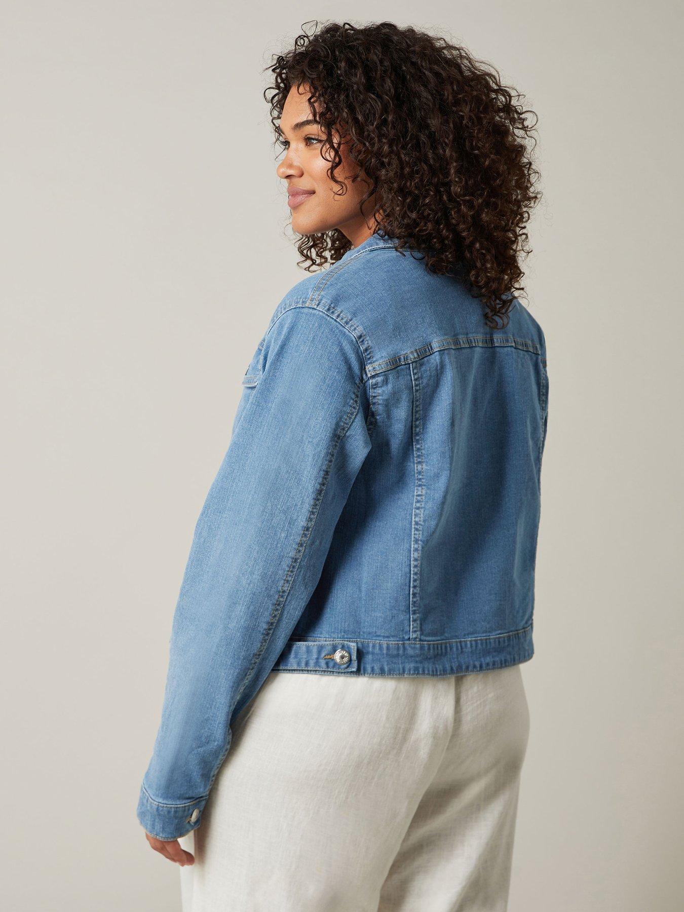 Image 2 of 4 of Evans Stretch Denim Jacket - Mid Wash