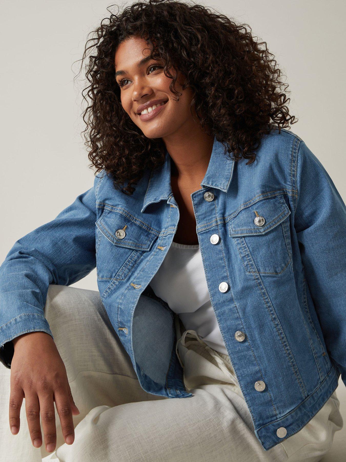 Image 4 of 4 of Evans Stretch Denim Jacket - Mid Wash