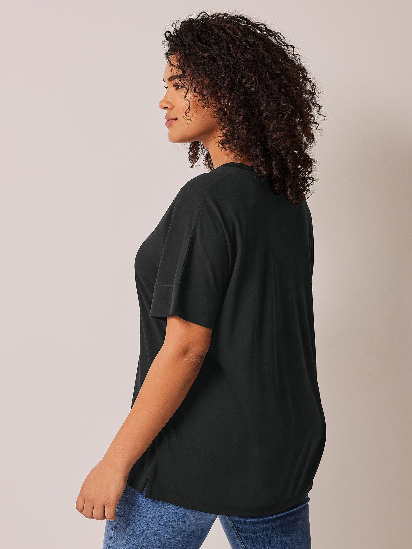 Image 2 of 4 of Evans V Neck Modal T-shirt Black