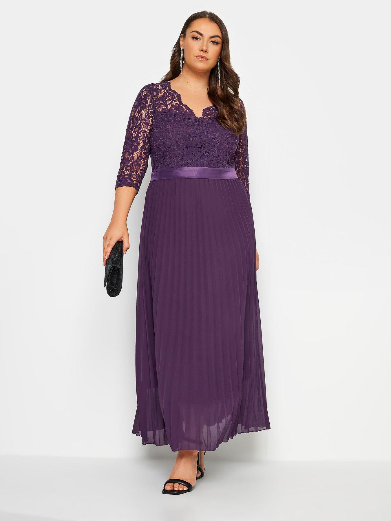Yours Lace Wrap Pleated Maxi Dress
