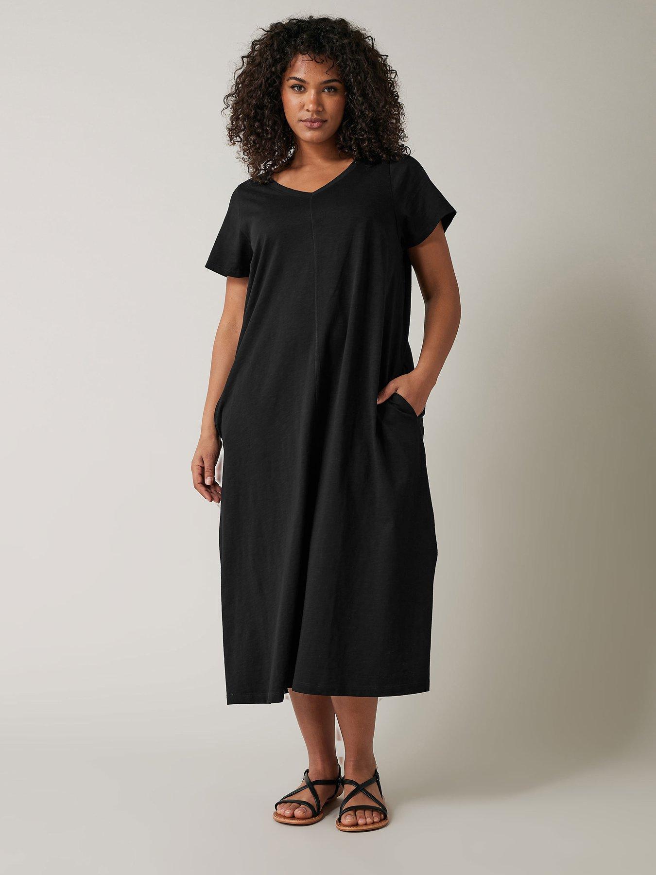 Evans Slub Jersey Dress Black