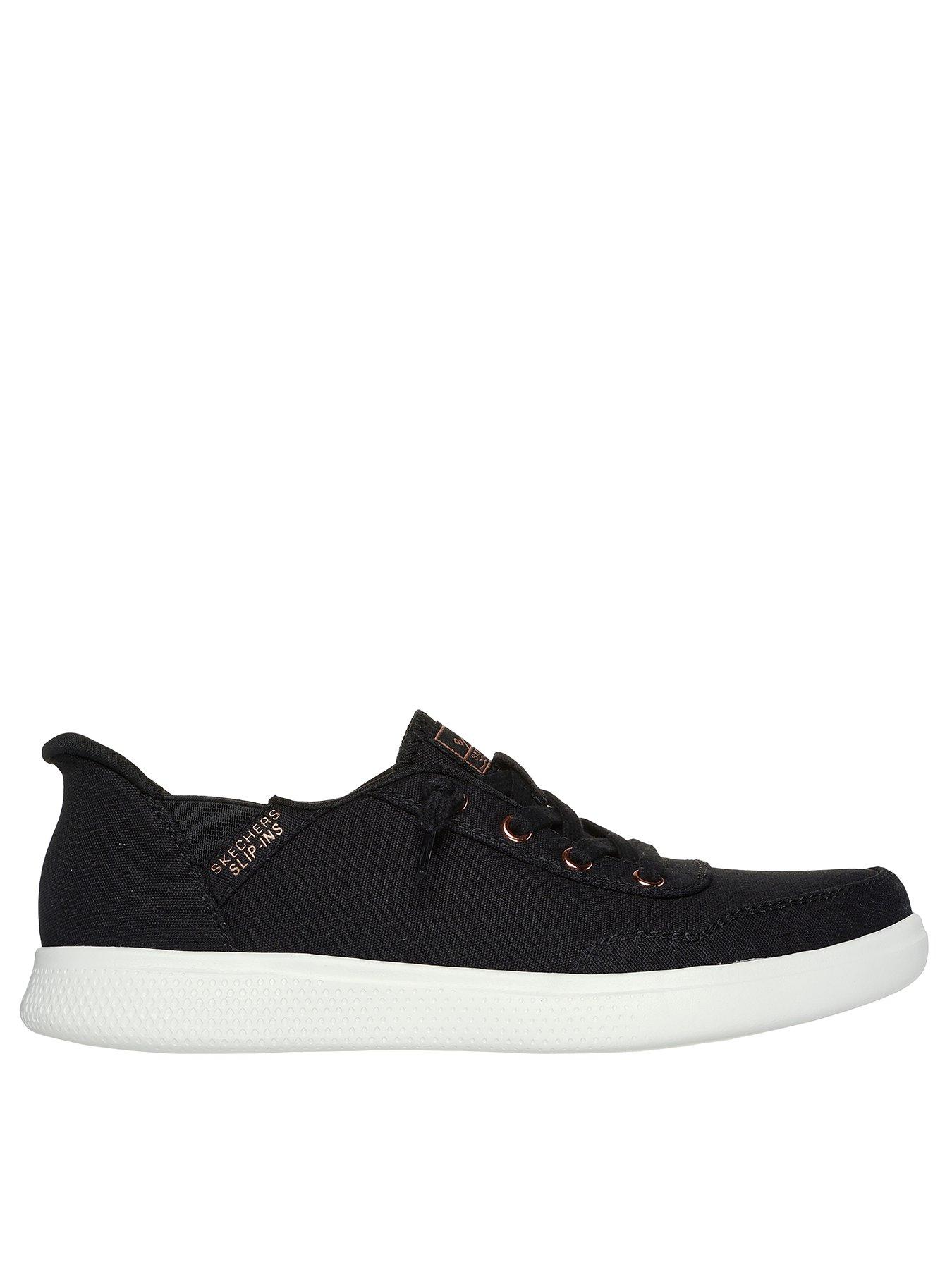 undefined Skip Cute Slip-in Faux Lace Trainer - Black Canvas