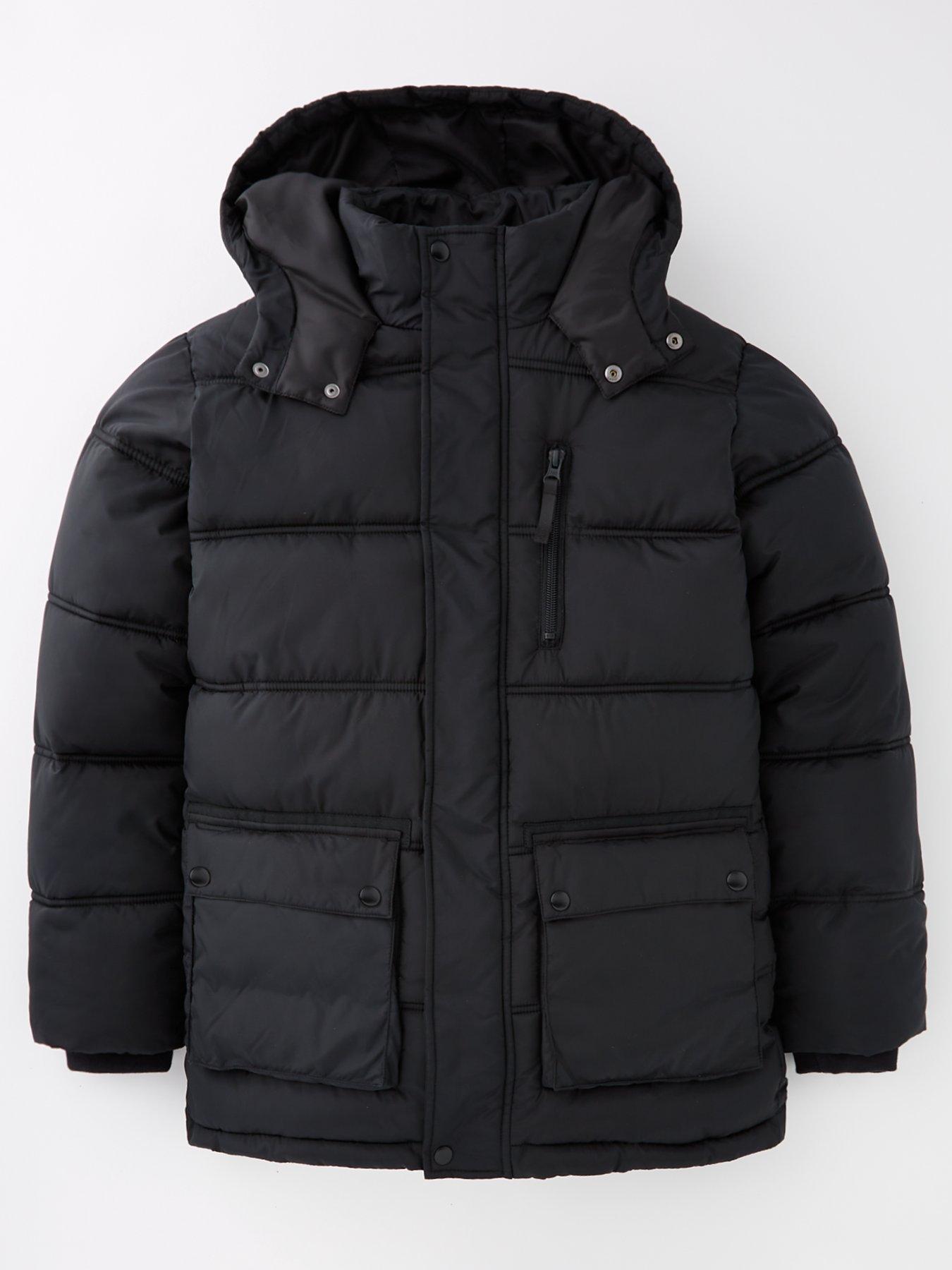 Boys black padded coat best sale