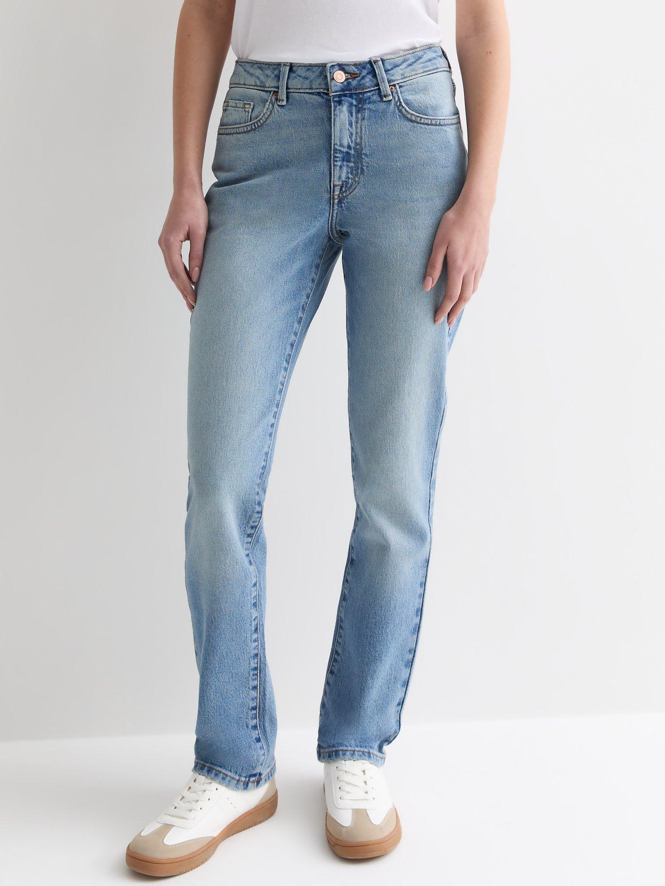 Blue Mid Wash Ankle Grazing Hannah Straight Leg Jeans