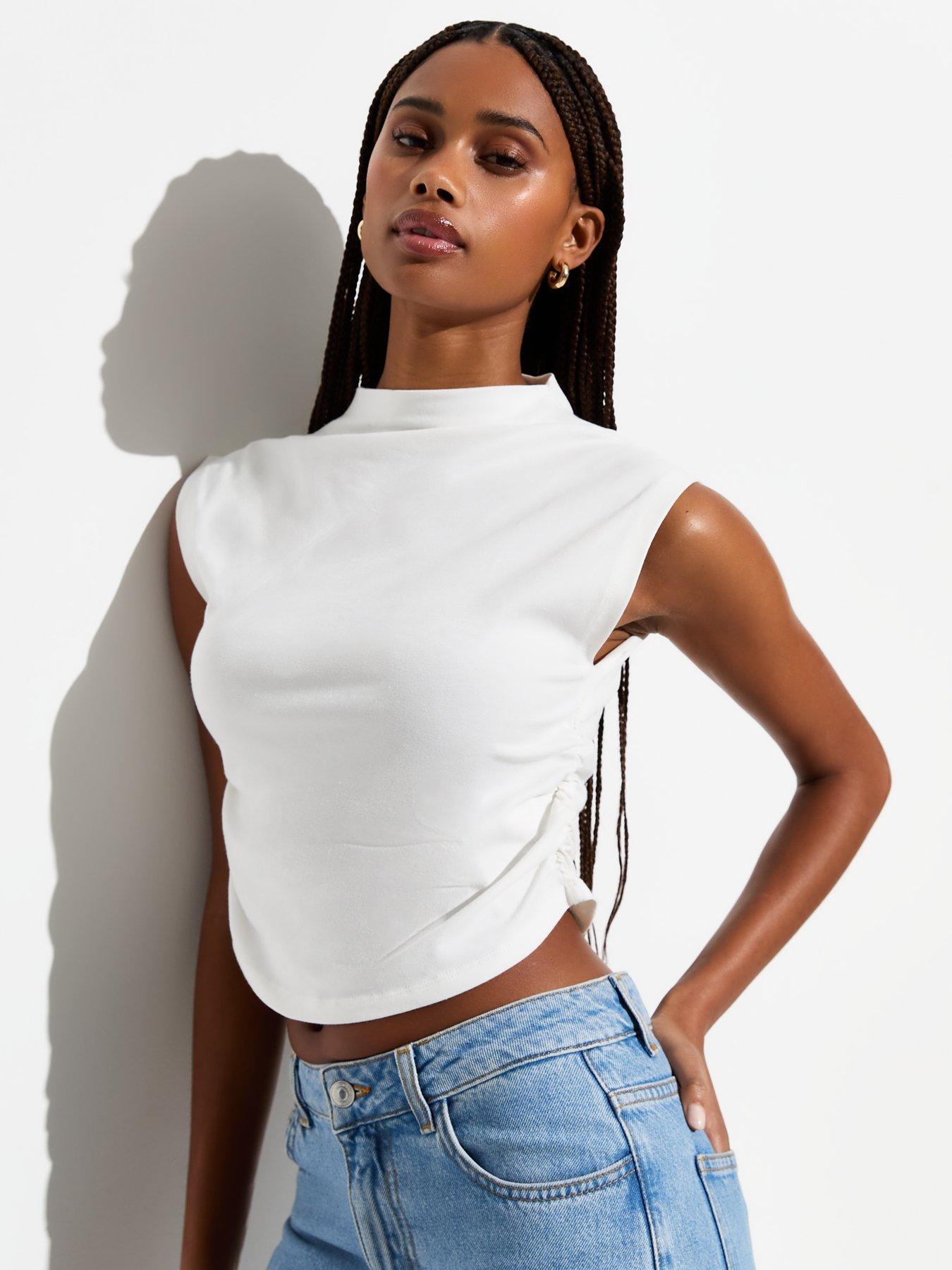 New Look White Ruched Crop Tank Top Very