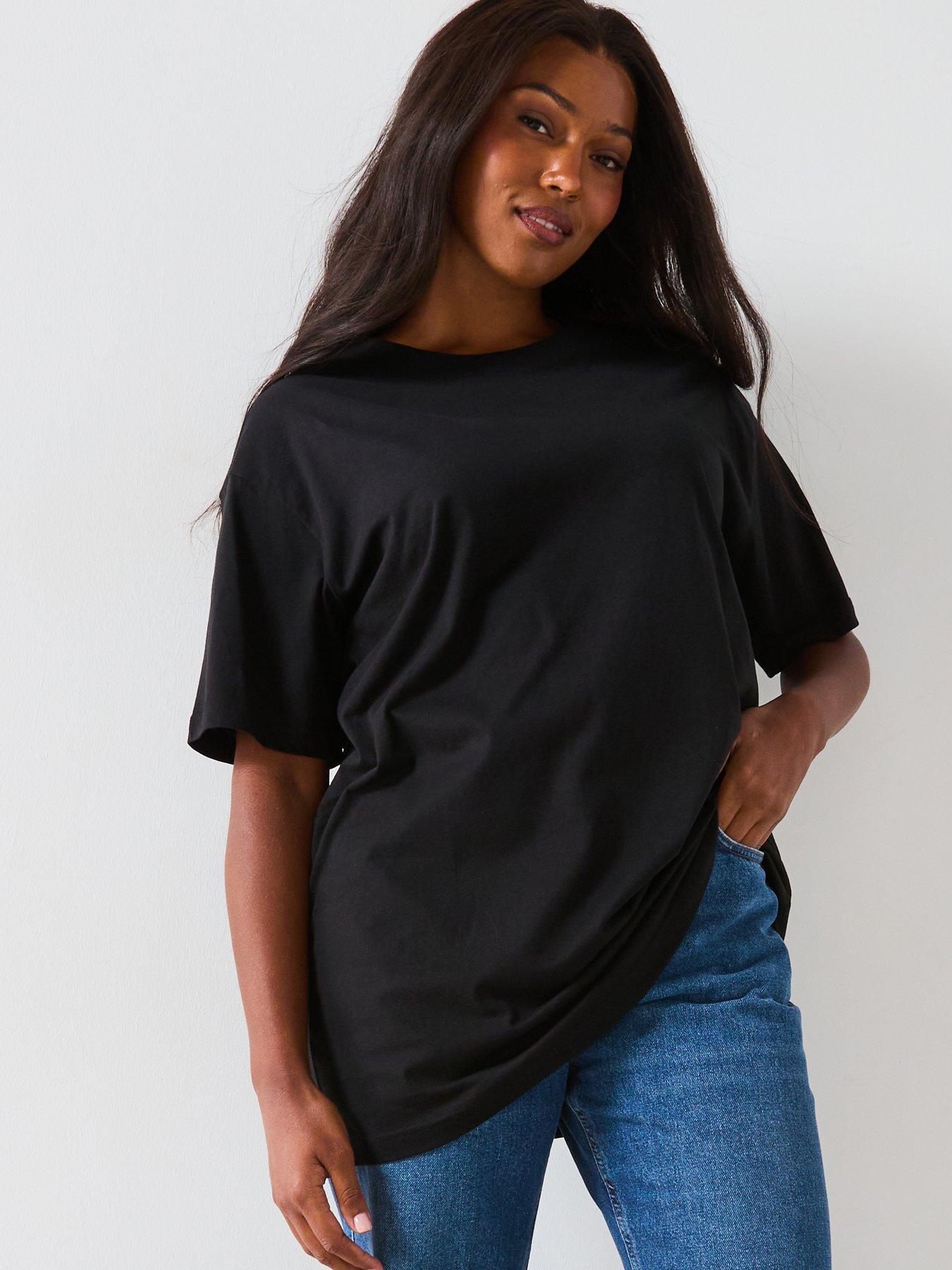 V by Very Curve Oversized Longline T-shirt - Black