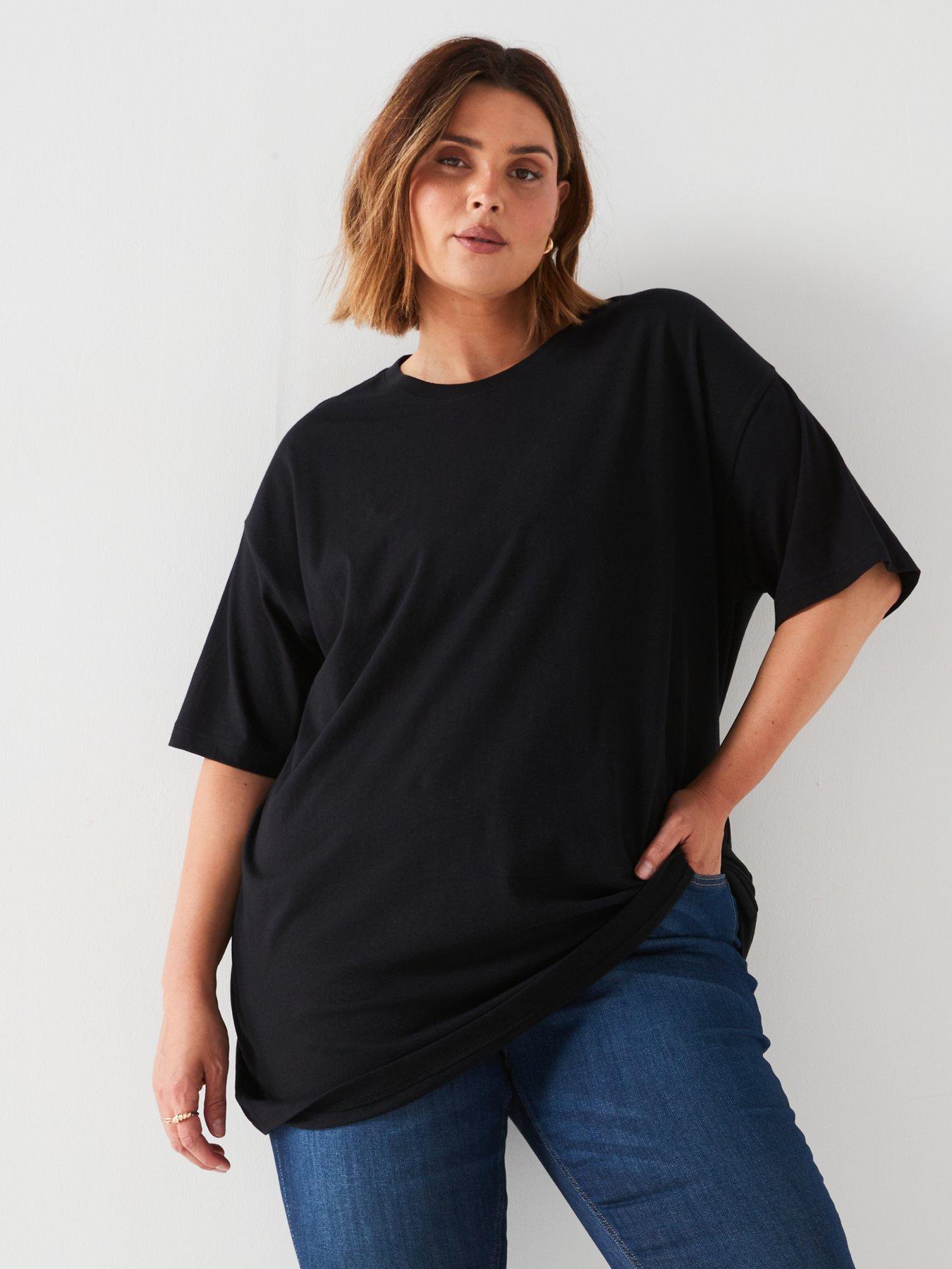 Oversized Longline T shirt Black