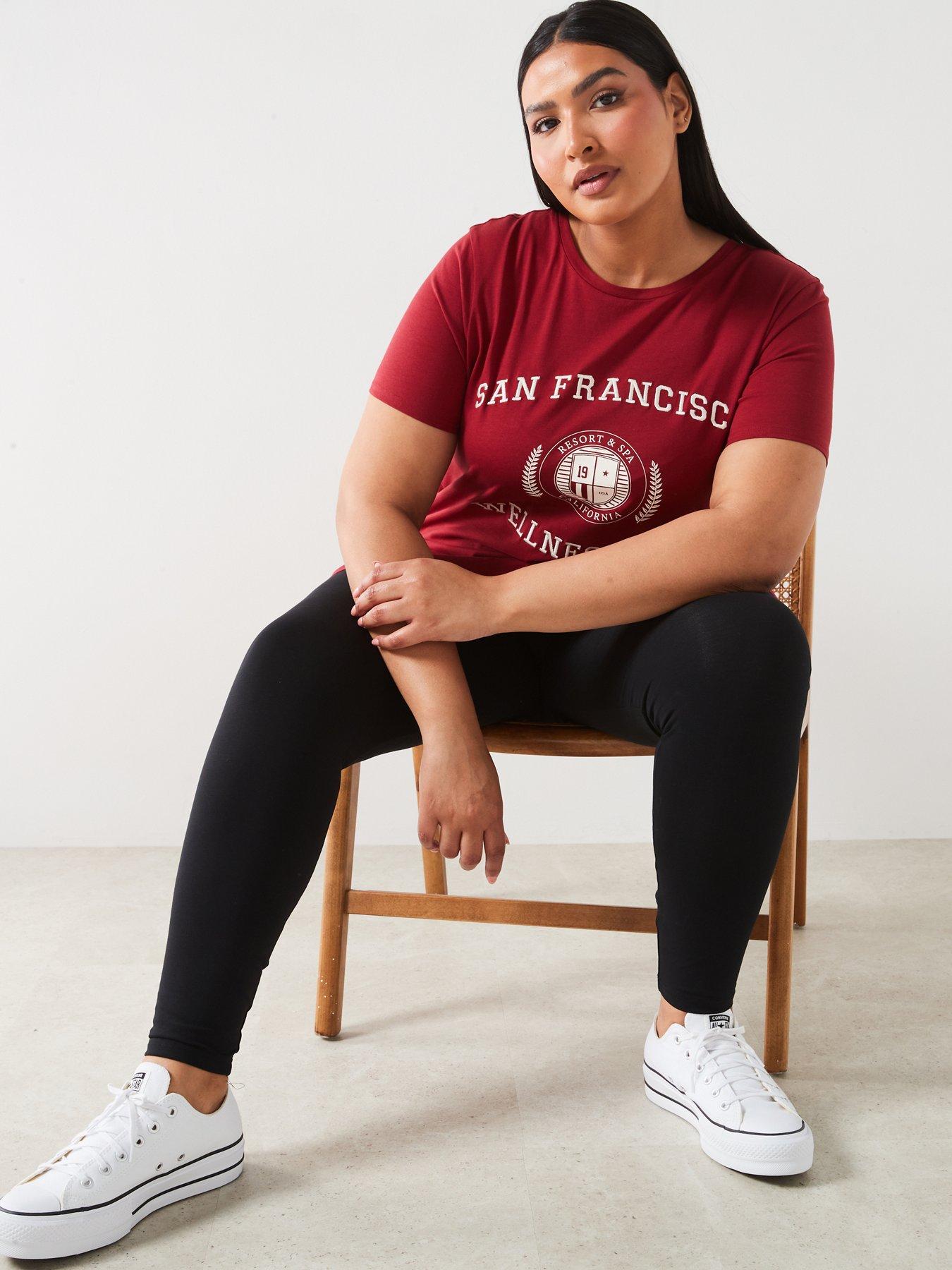 Red t shirt black jeans store