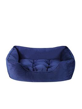 Product photograph of Rosewood Velvet Square Bed - Navy - Small from very.co.uk