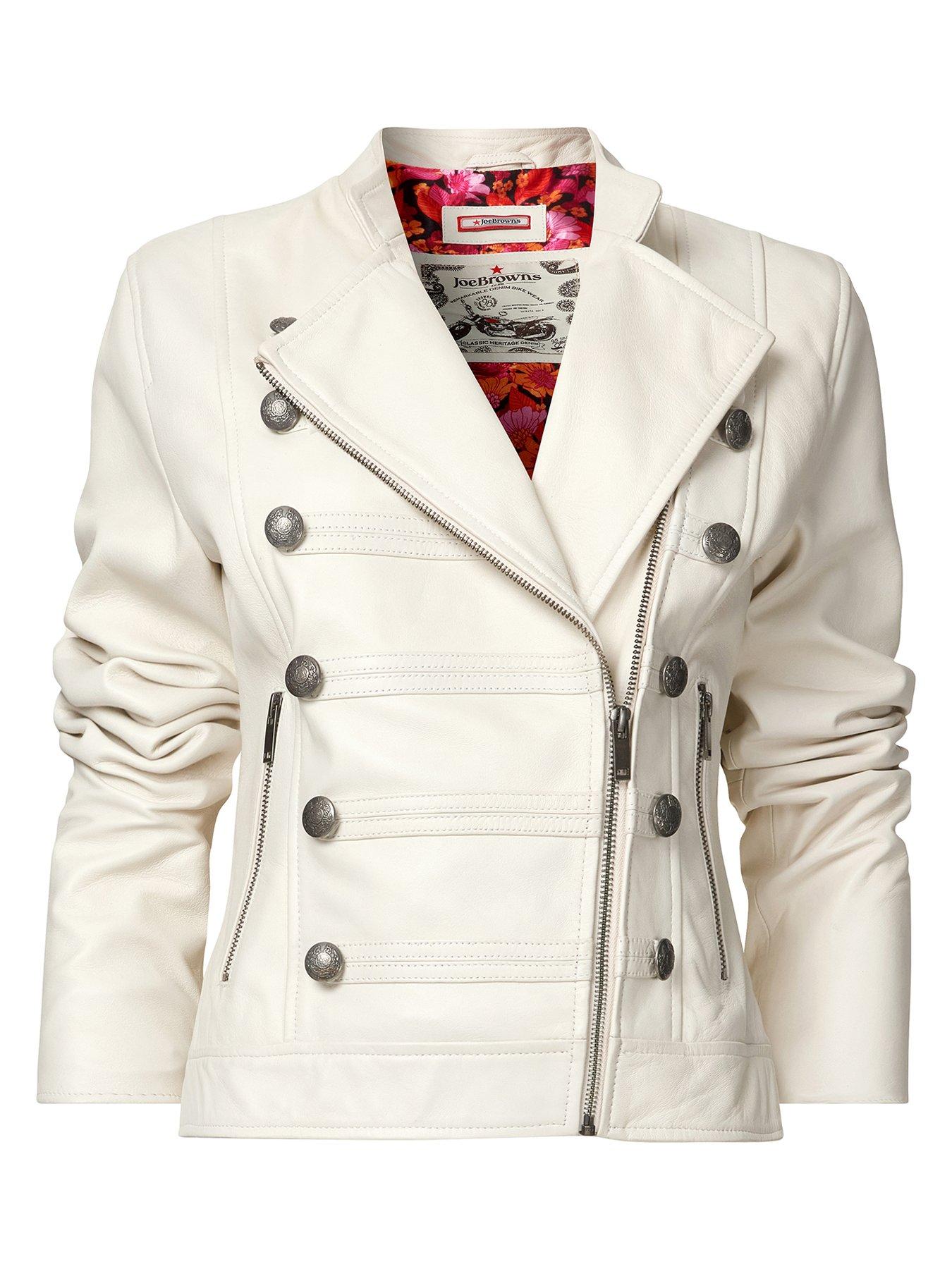 Joe Browns Leather Military Jacket - Cream | Very.co.uk