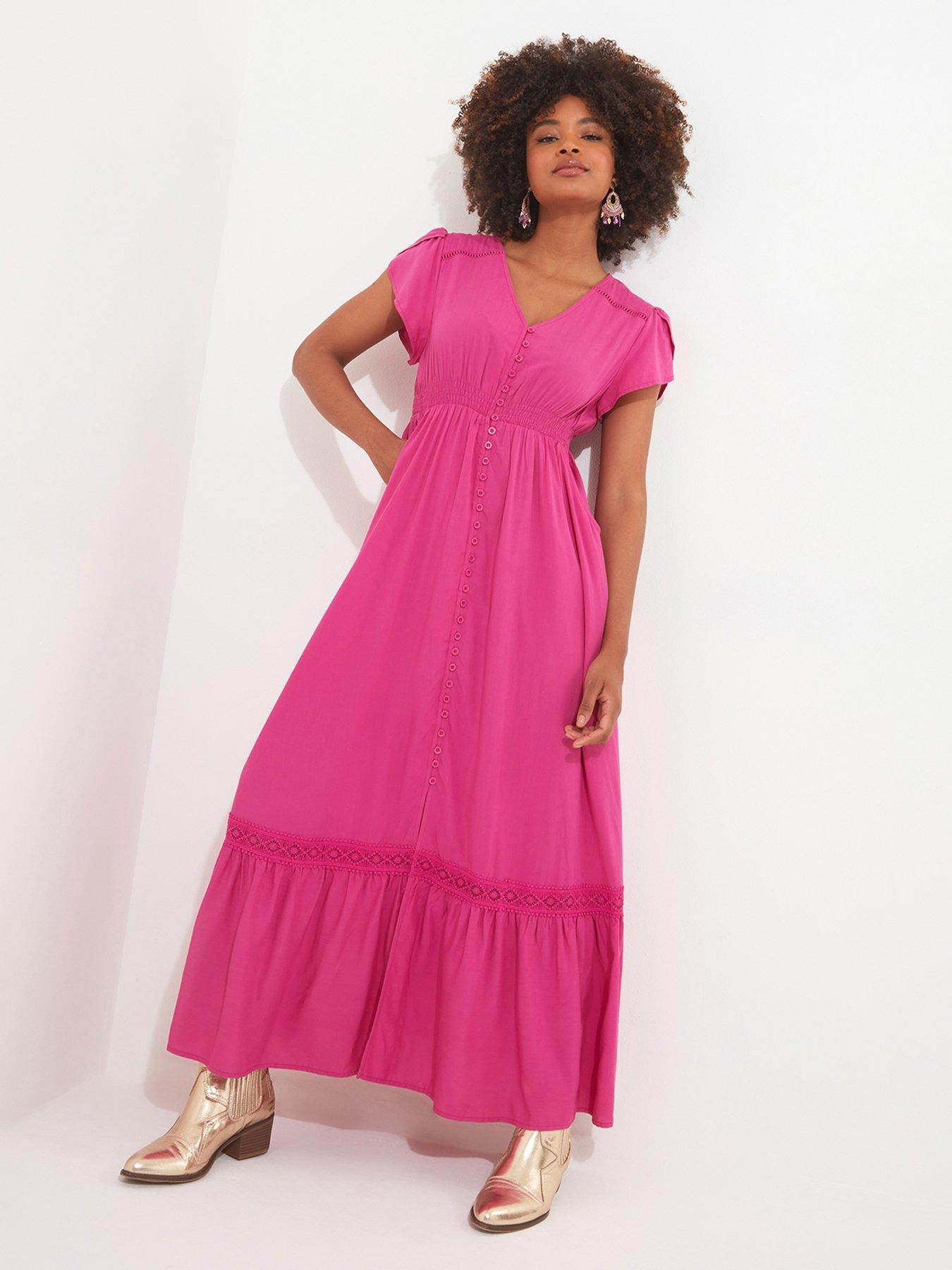 Hot pink clearance maxi dress uk