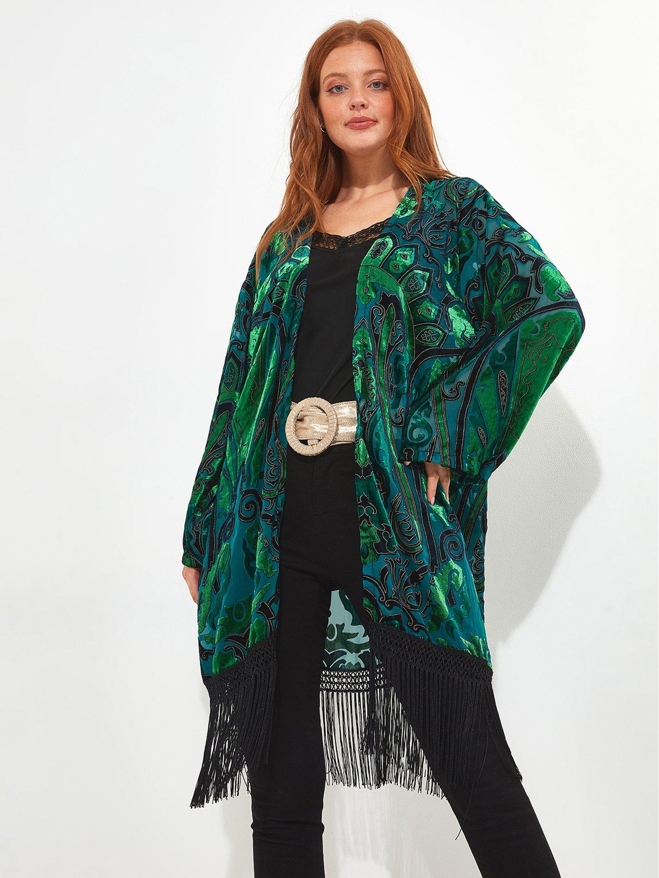 Joe Browns Fringe Deco Kimono - Blue | Very.co.uk