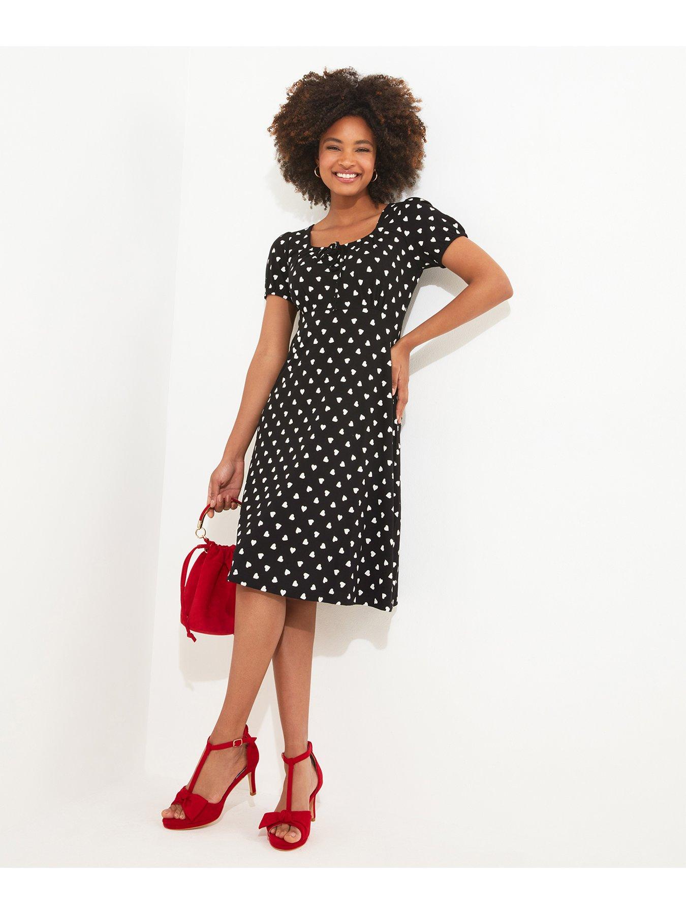 Joe Browns Heart Print Mini Dress - Black | Very.co.uk