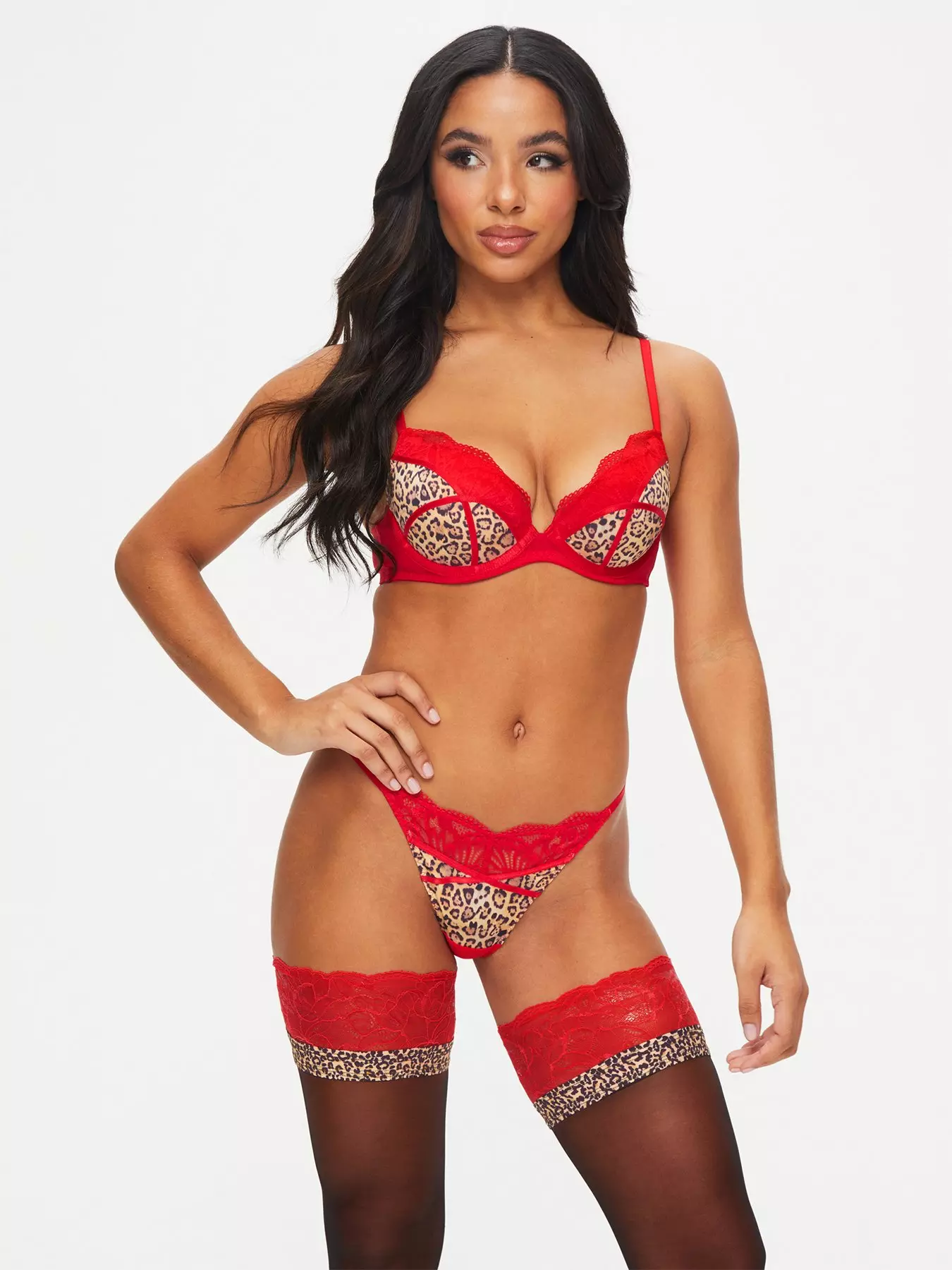 Ann Summers Challenger lace triangle bralette and cut-out thong set in red