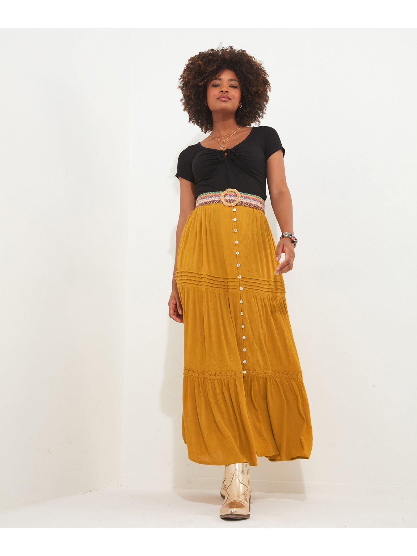 Maxi shop skirt mustard