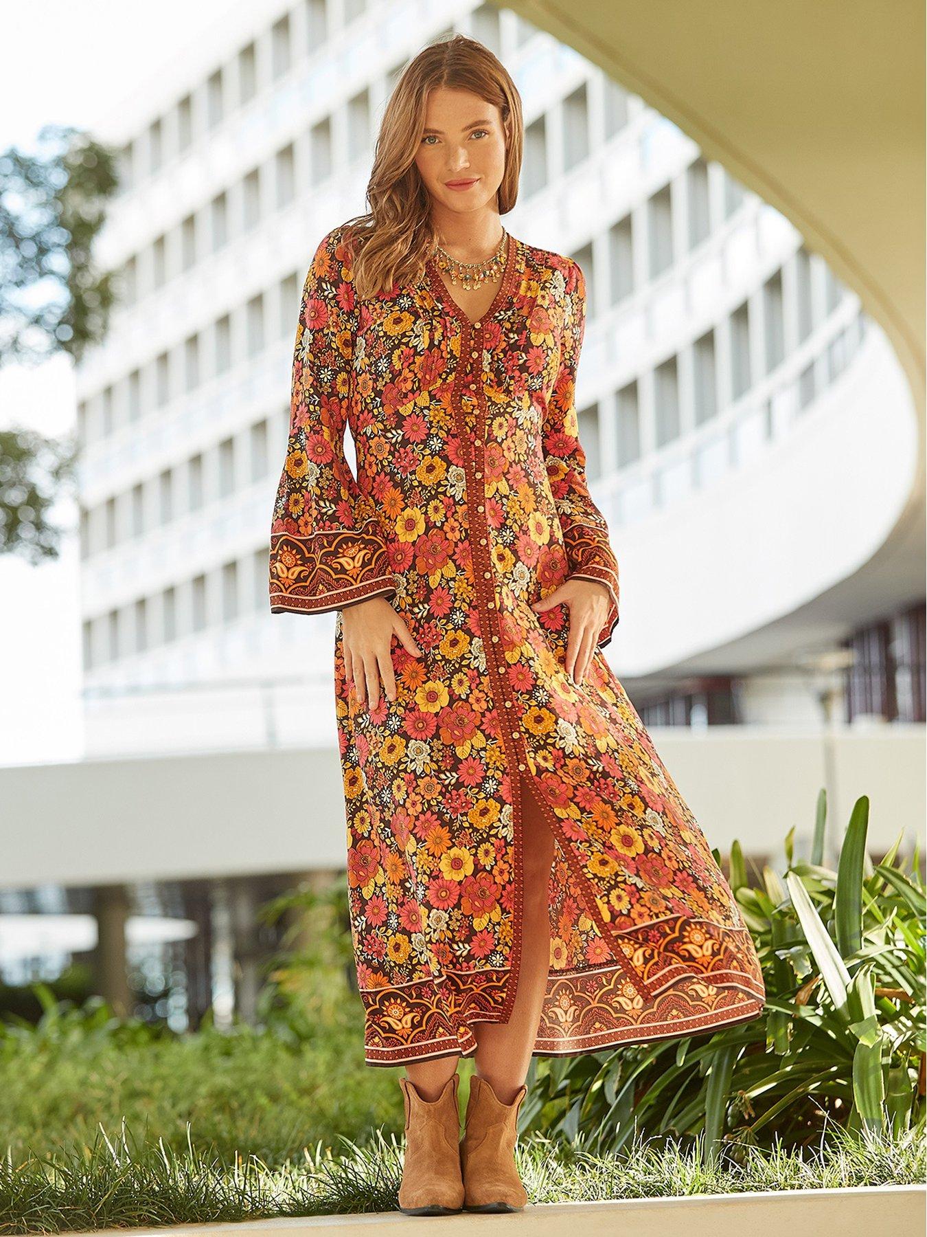 Button front floral maxi dress hotsell