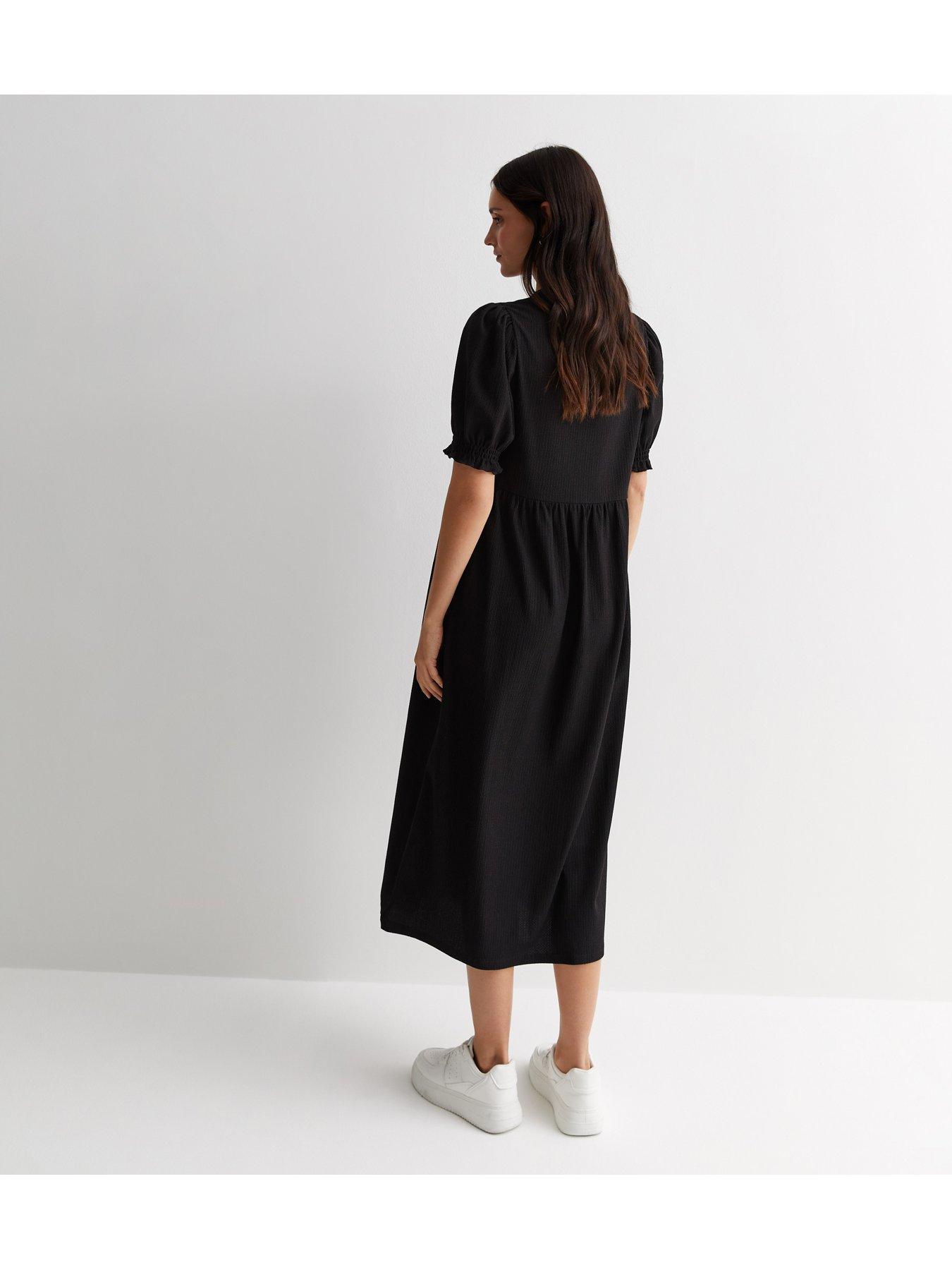 New Look Black Crinkle Jersey Midi Smock Dress | Very