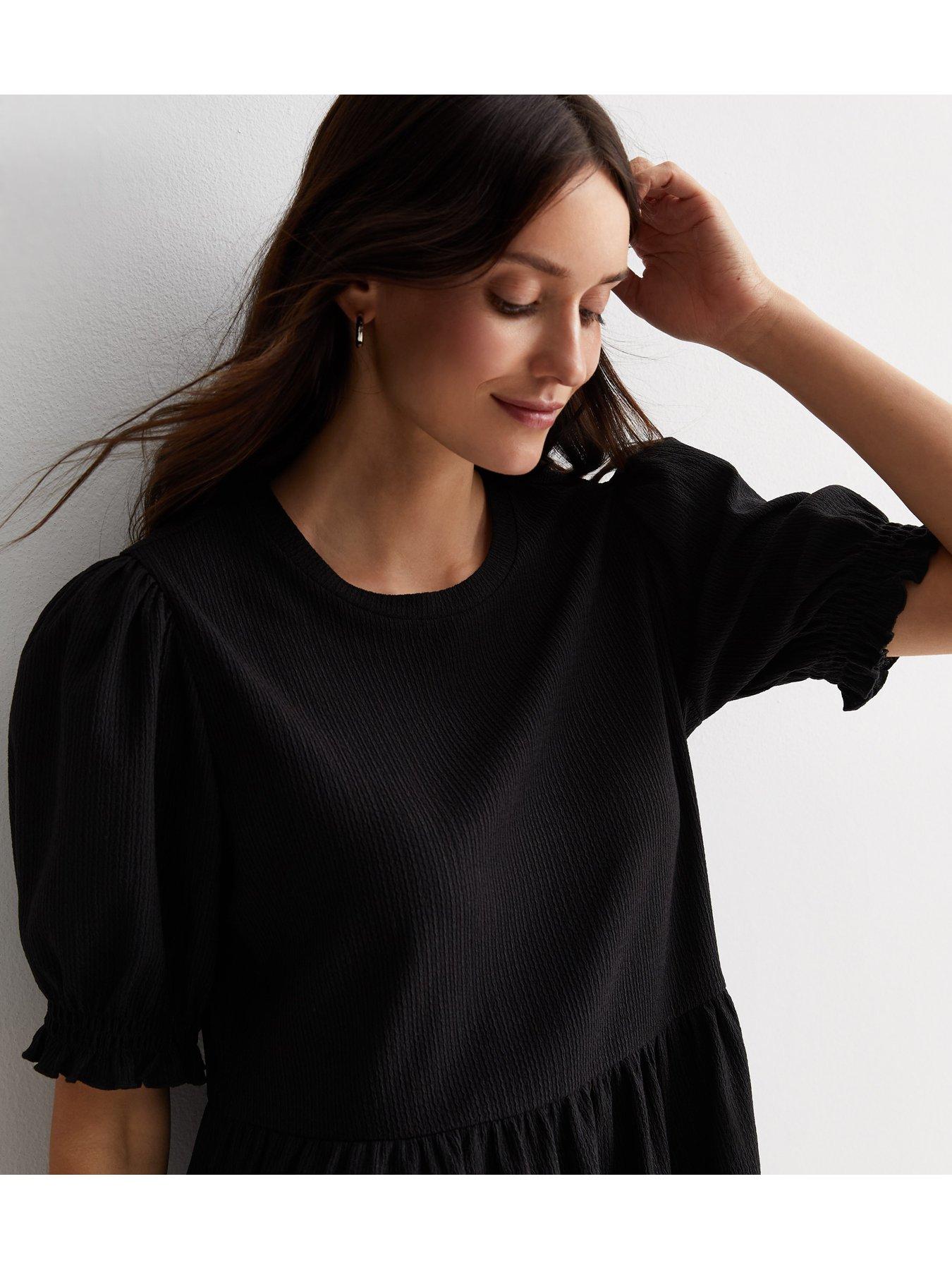 New Look Black Crinkle Jersey Midi Smock Dress | Very