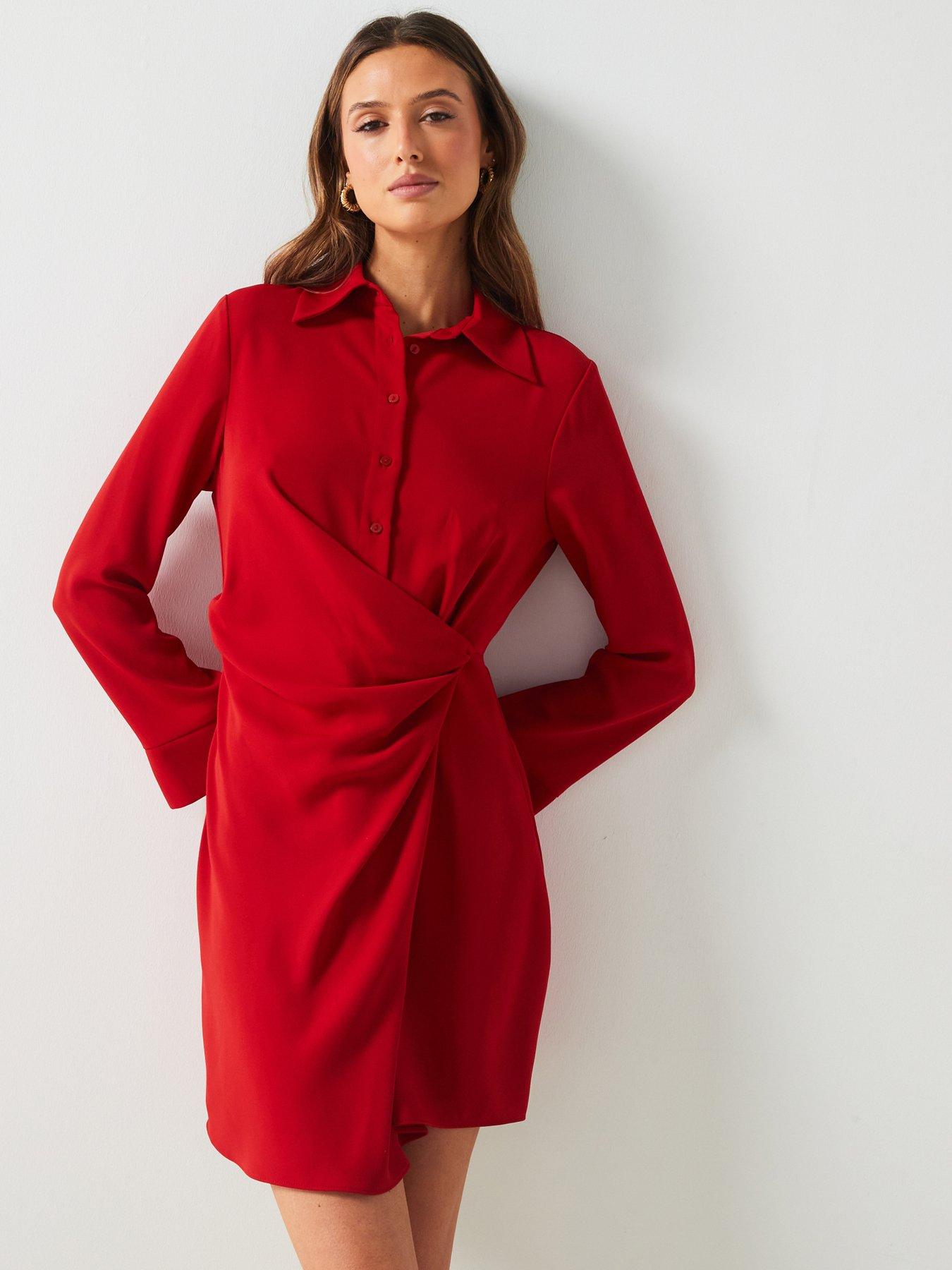 undefined Draped Wrap Mini Dress - Red