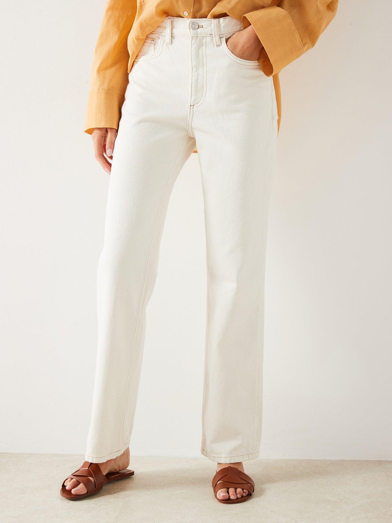 undefined Mid-rise Straight Jeans - Off White