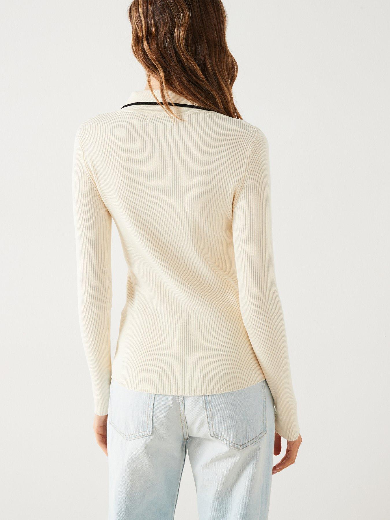 Cream Contrast Trims Cardigan