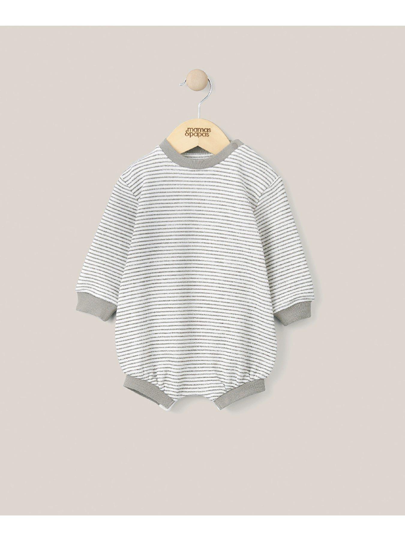 Mamas & Papas Baby Unisex Stripe Shortie Romper Brown Very.co.uk