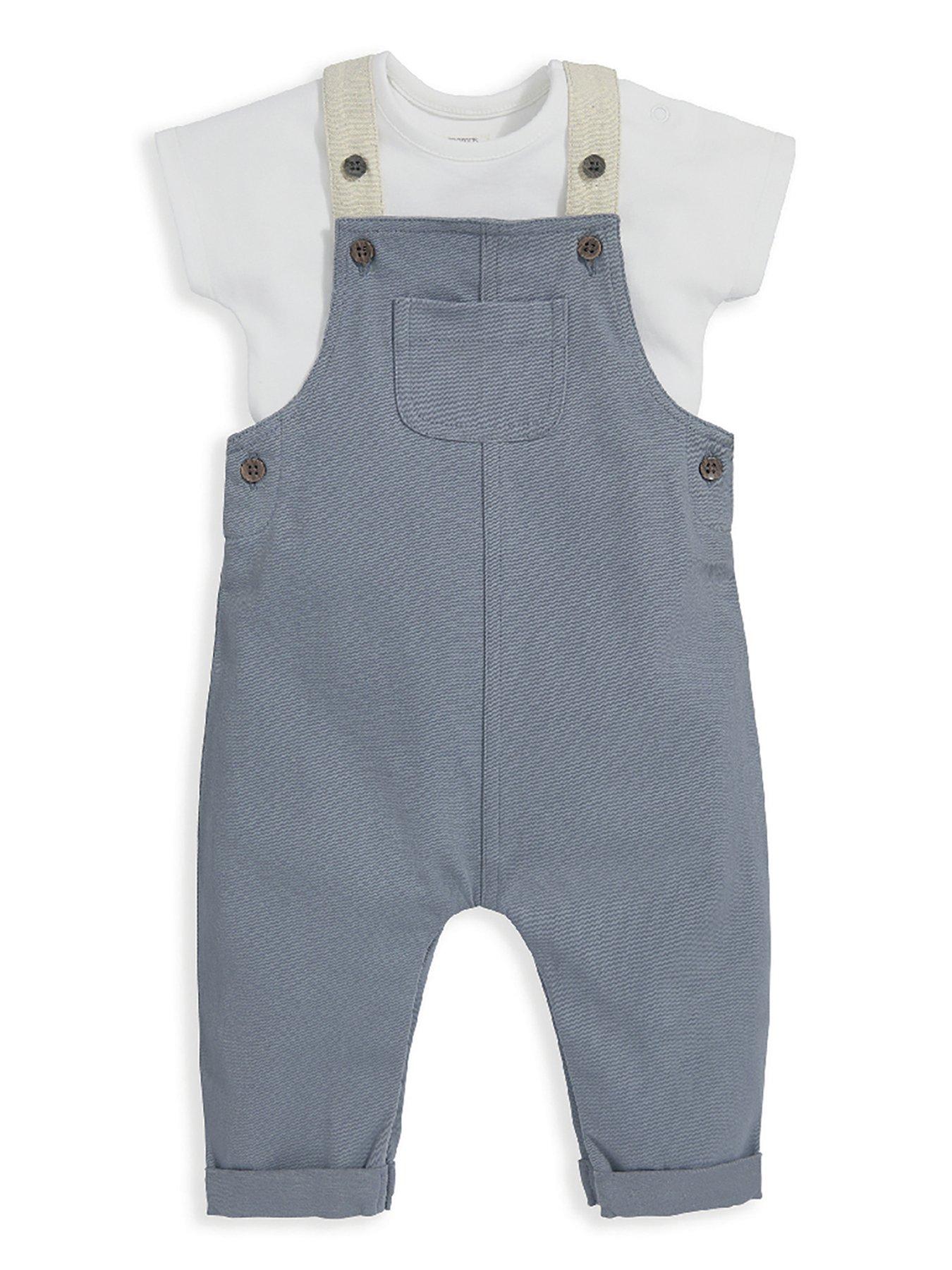 undefined Baby Boys 2 Piece Blue Dungaree Set - Blue