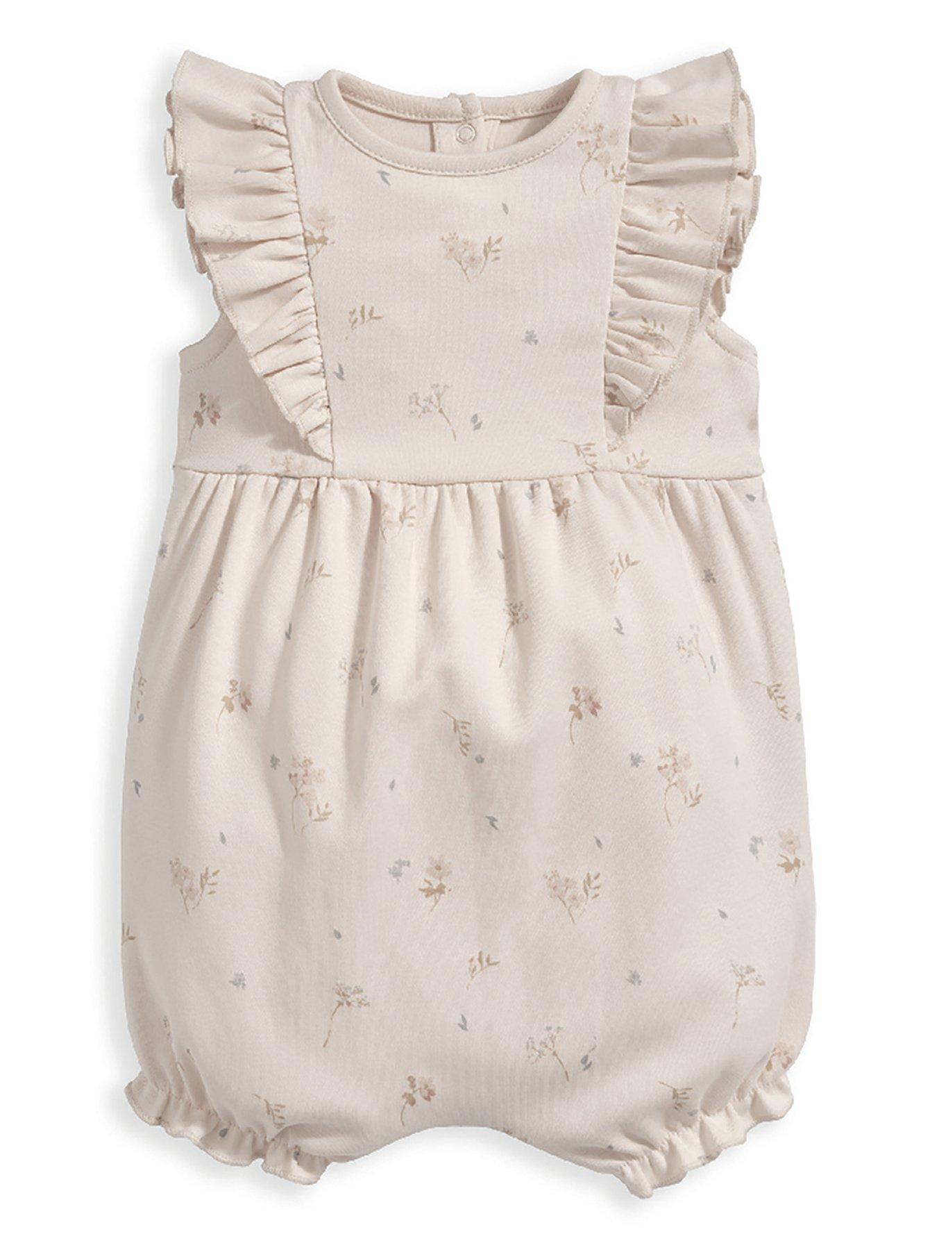 Image 1 of 3 of Mamas & Papas Baby Girls Floral Frill Jersey Shortie Romper - Multi