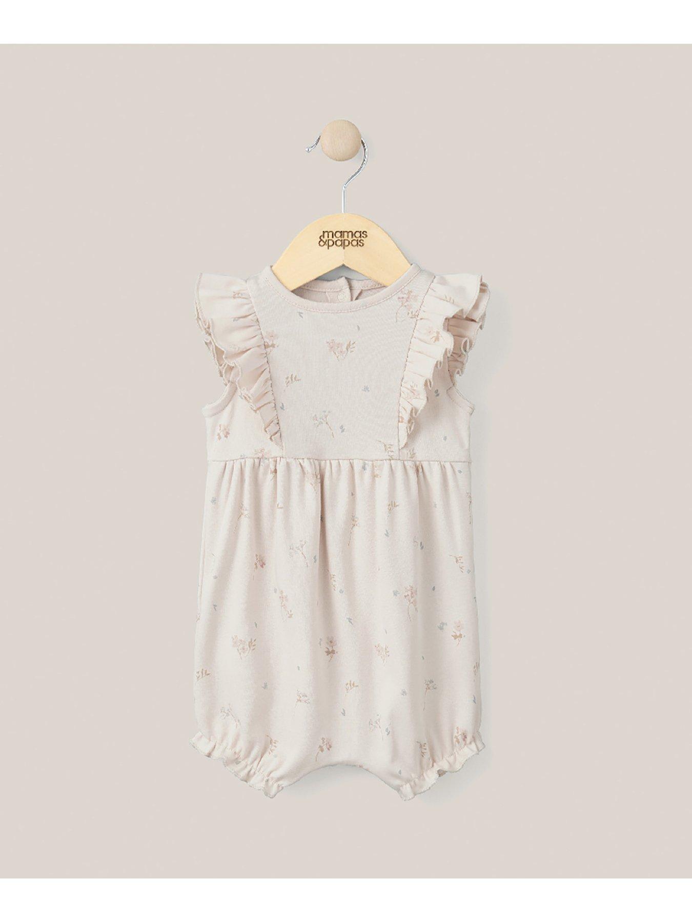 Image 3 of 3 of Mamas & Papas Baby Girls Floral Frill Jersey Shortie Romper - Multi