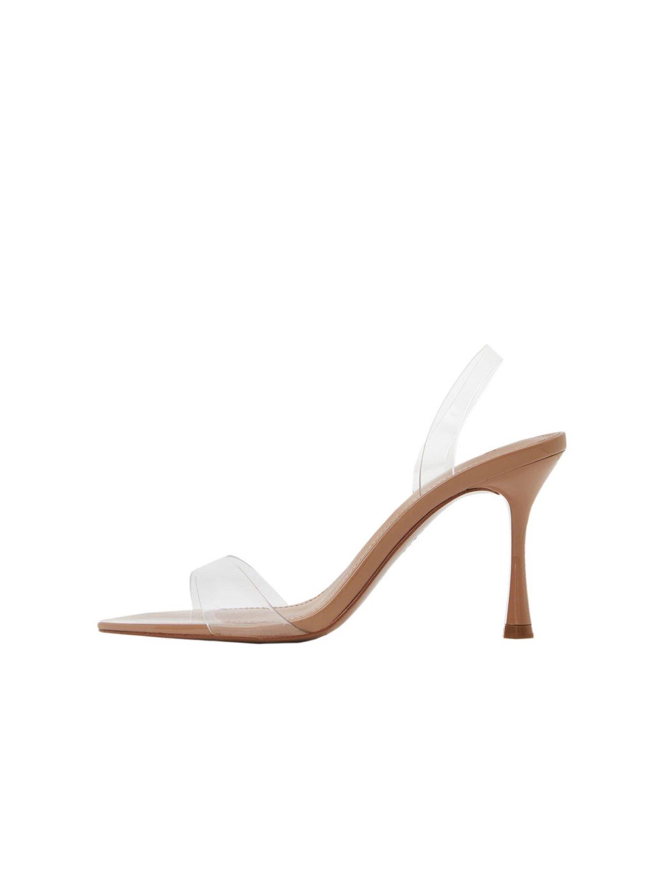 Mango Belma Transparent Strap Heeled Sandals - Nude | Very.co.uk